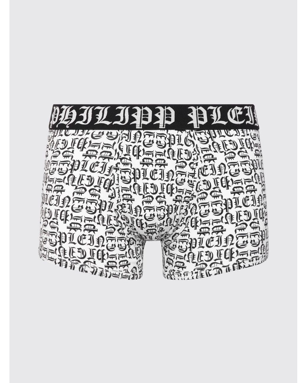 Bóxers De Mezcla De Algodón Elástico Con Estampado De Letras Philipp Plein de hombre de color White