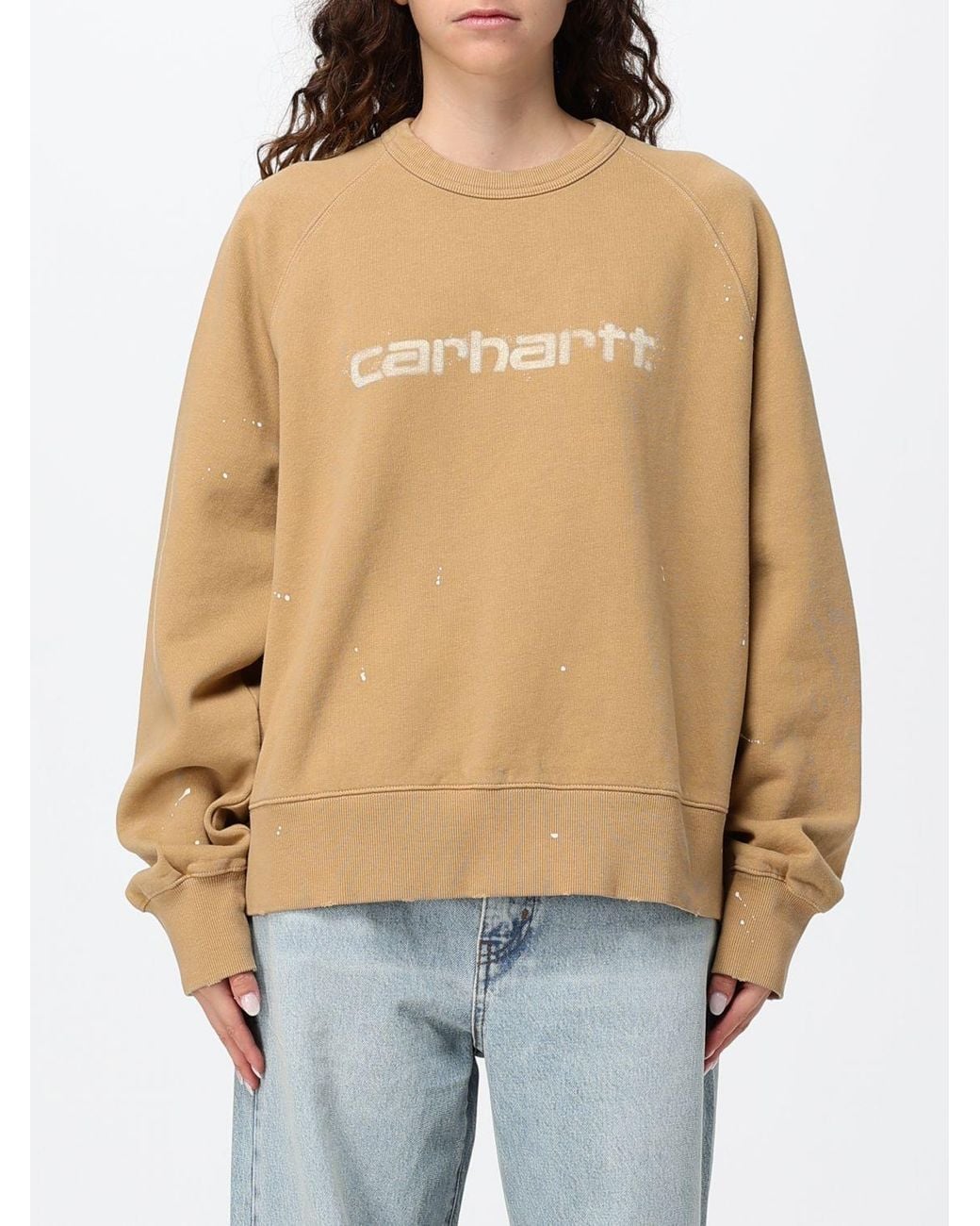 Carhartt Natural Cotton Crewneck Sweatshirt With Contrast Logo And Dropped Shoulders