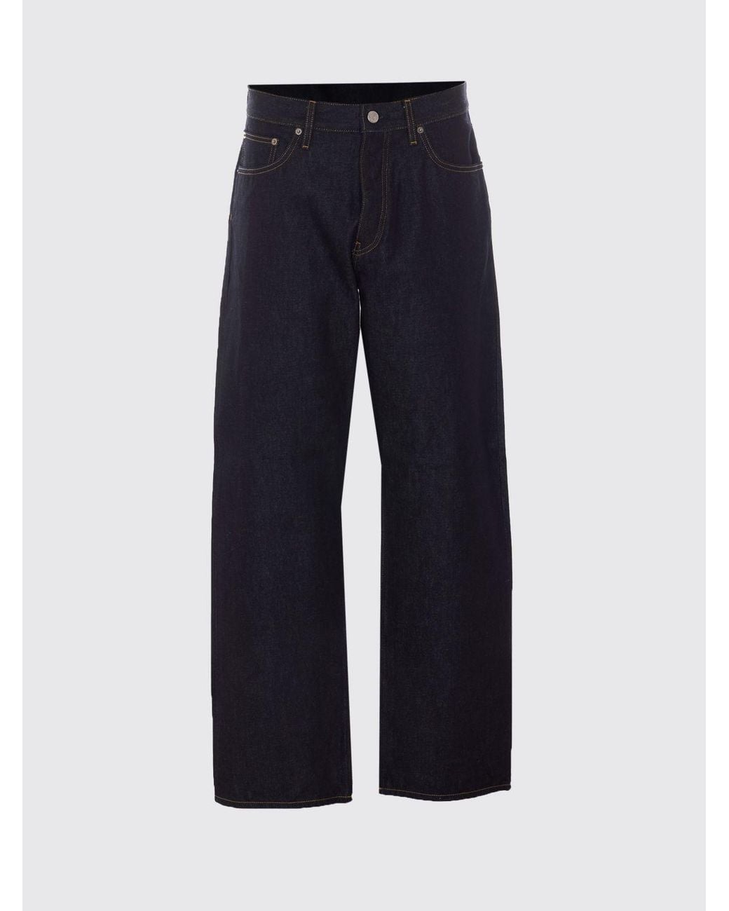 sunflower Blue Wide-Leg Cotton Denim Jeans With Five-Pocket Design for men