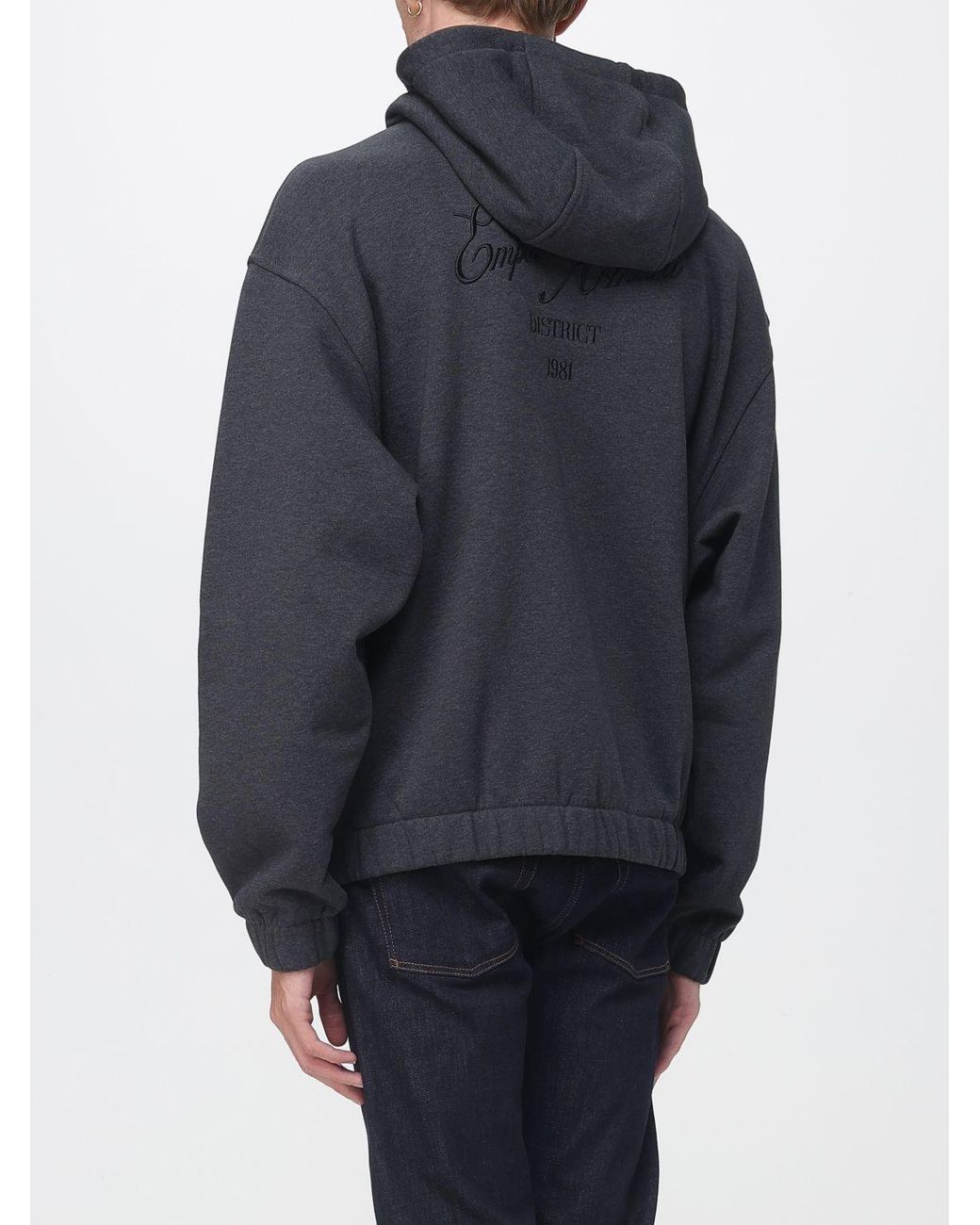 Emporio Armani Blue Oversized Cotton Zip Hoodie With Back Logo for men