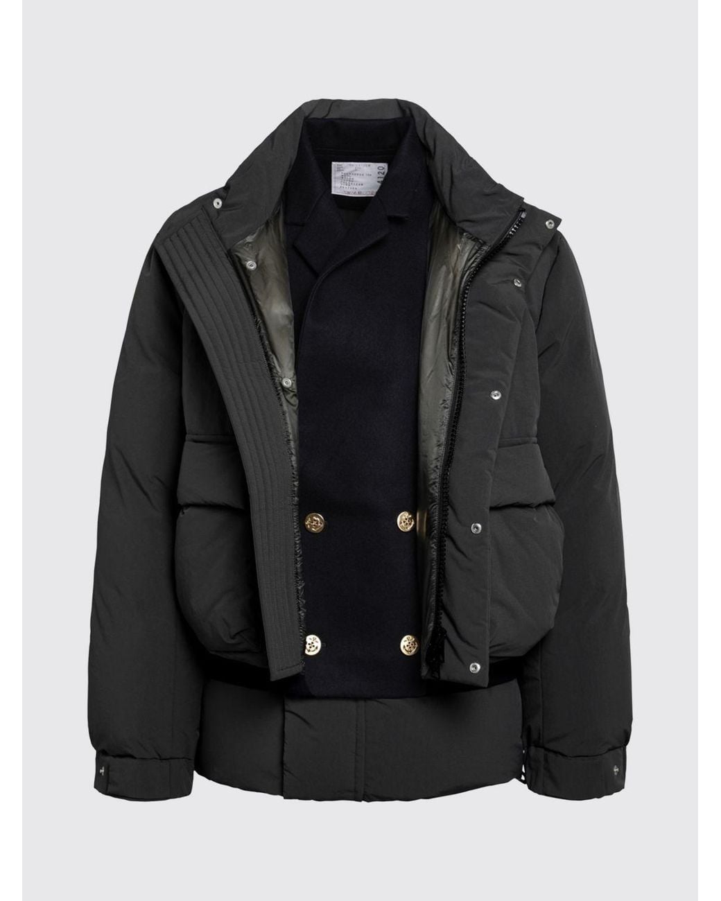 SACAI X CARHARTT WIP Black Quilted High-Neck Bomber Jacket for men