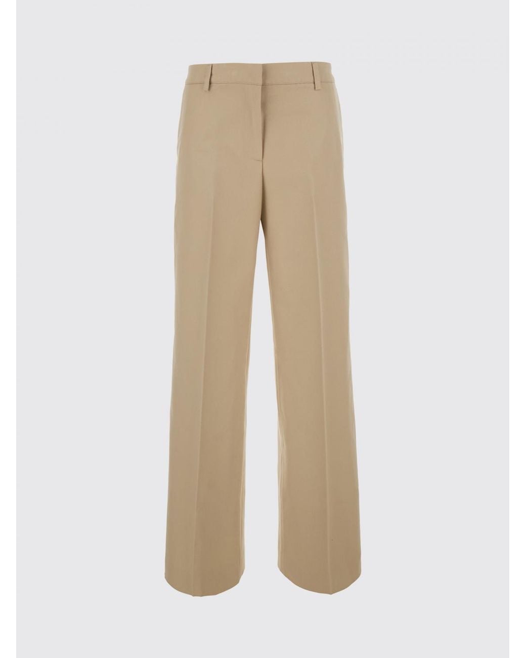 PT Torino Natural Wide-Leg Cotton Trousers With Concealed Closure