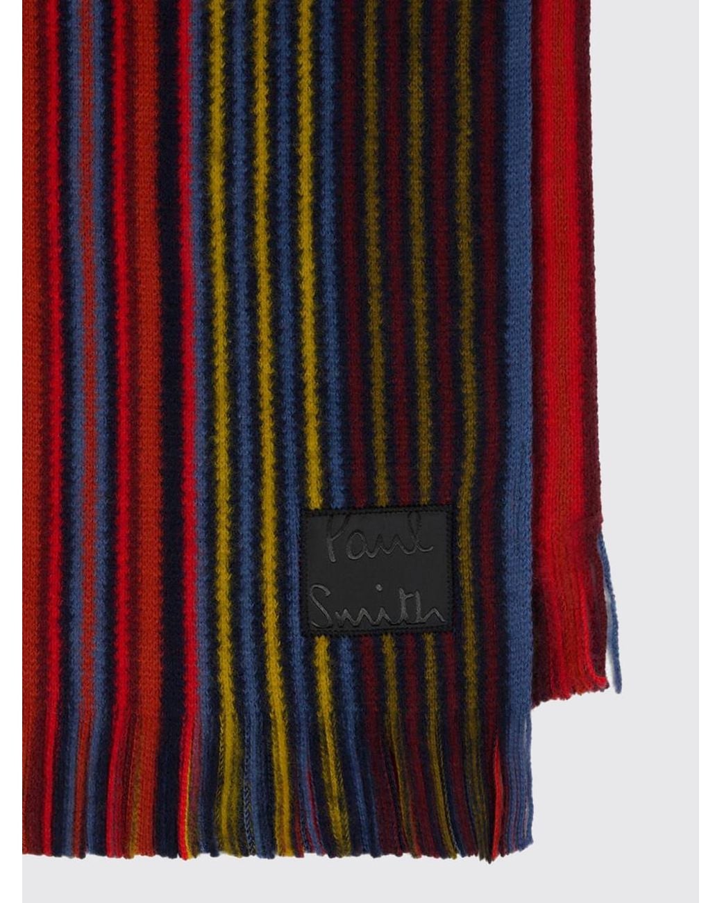Paul Smith Red Striped Wool Scarf With Fringed Edge for men