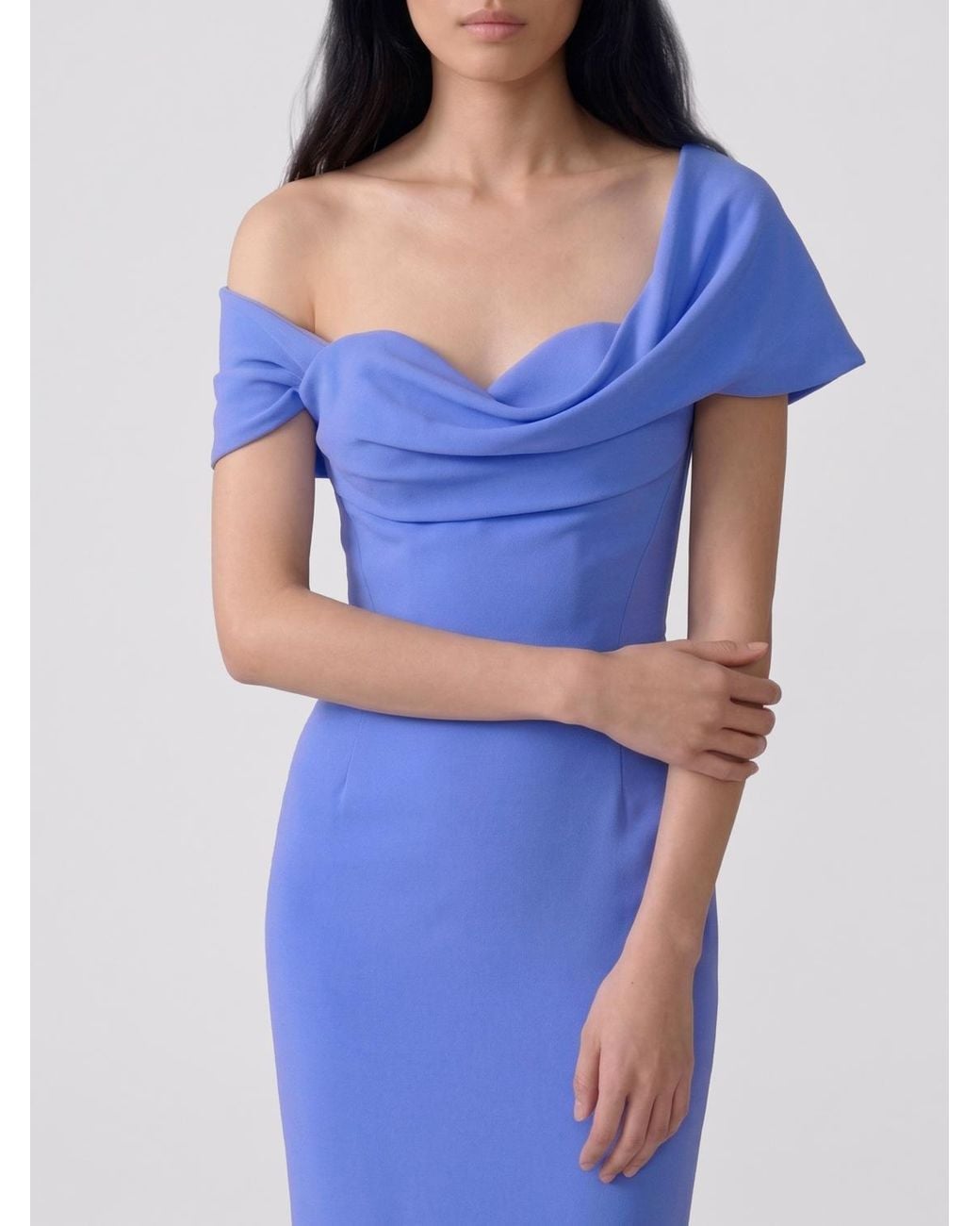 Carolina Herrera Blue Crêpe Long Dress
