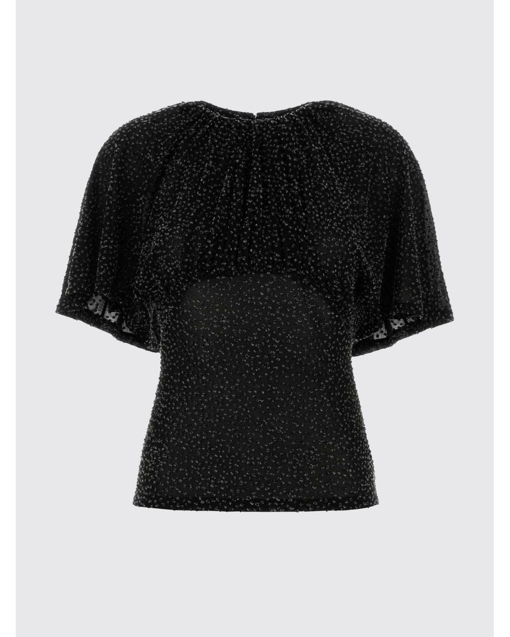 Rabanne Black Short-Sleeved Viscose-Blend Evening Top