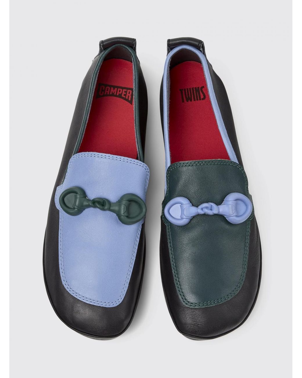 Camper Blue Twins Leather Ballerina Flats
