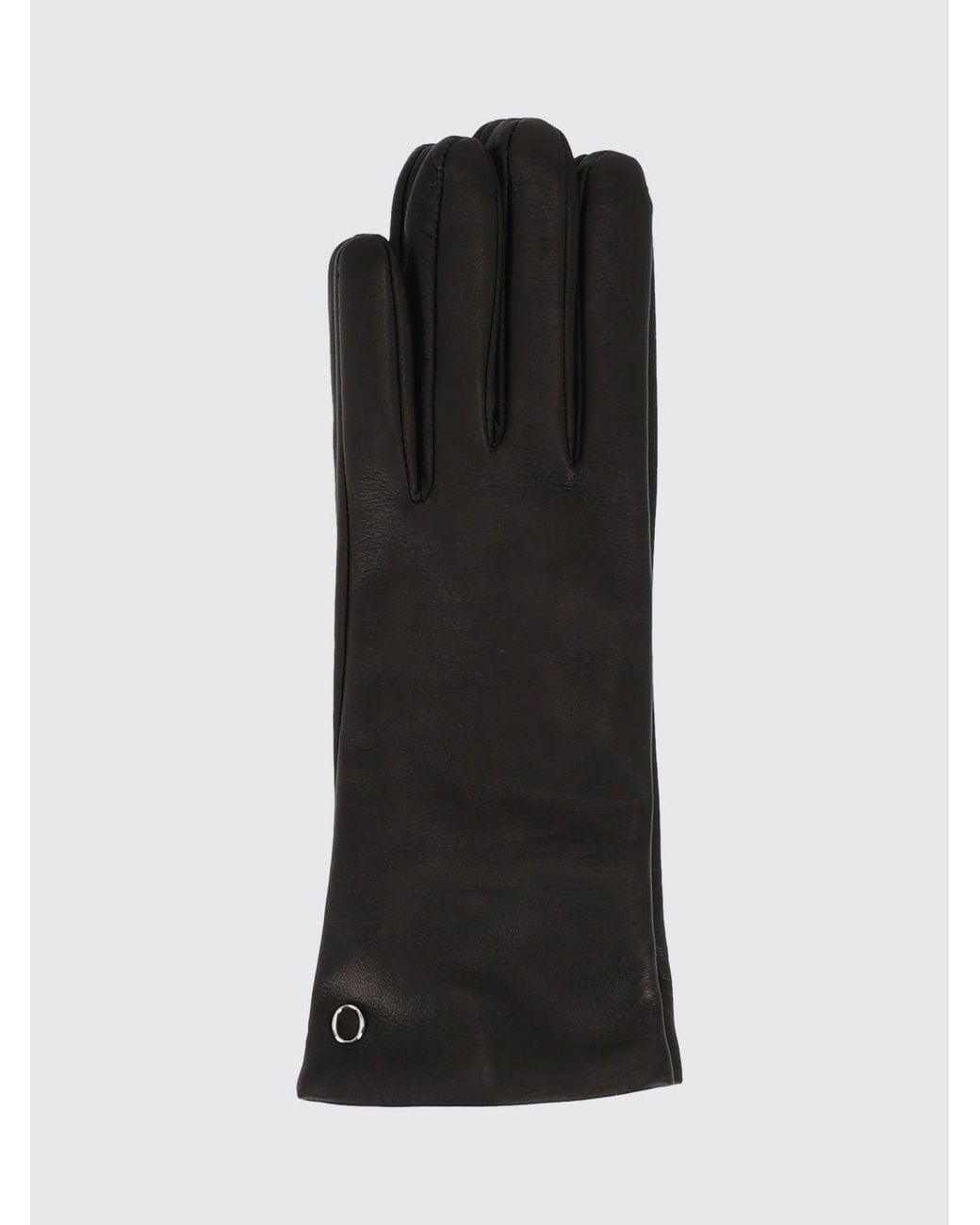 Orciani Black Classic Soft Lambskin Leather Gloves With Metal Logo