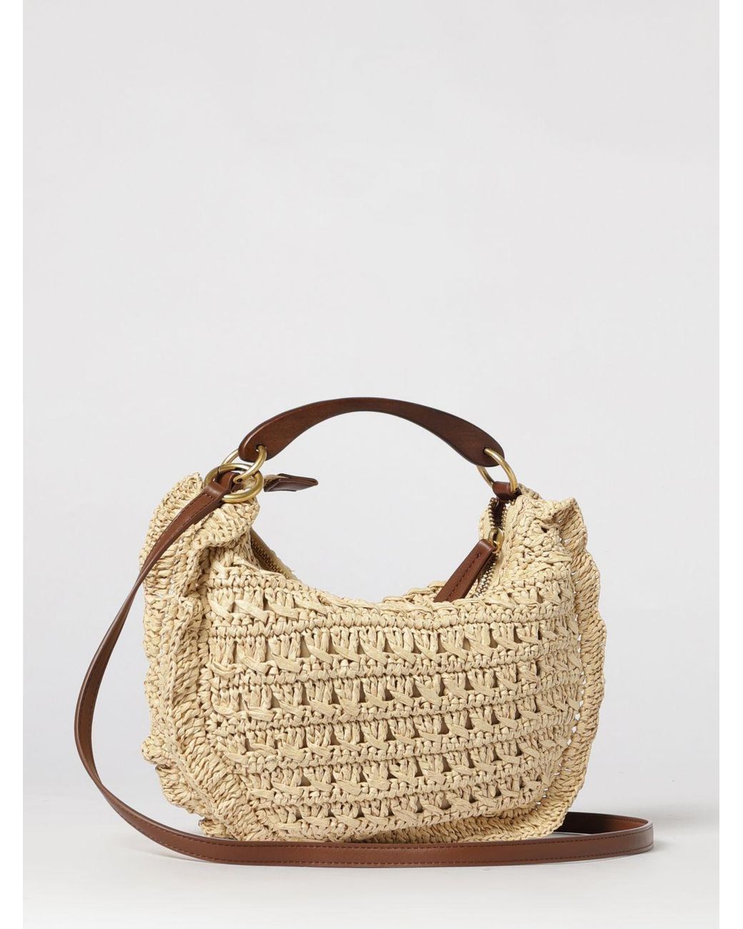 Twinset Metallic Crochet Raffia Bag