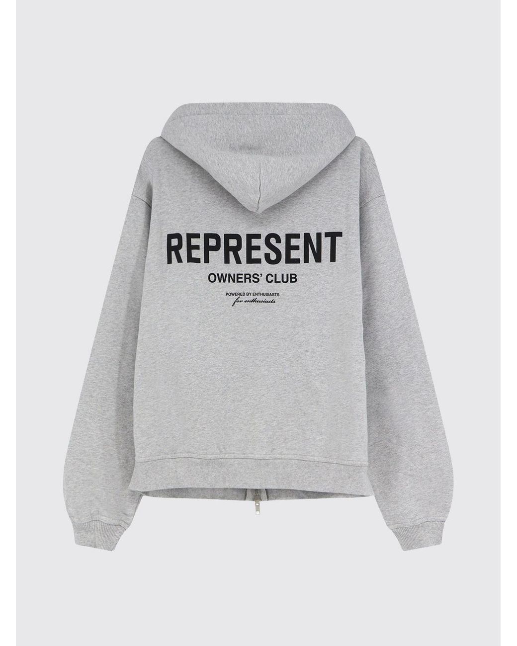 Represent Gray Relaxed Fit Zip-Up Hoodie With Embroidered Logo for men