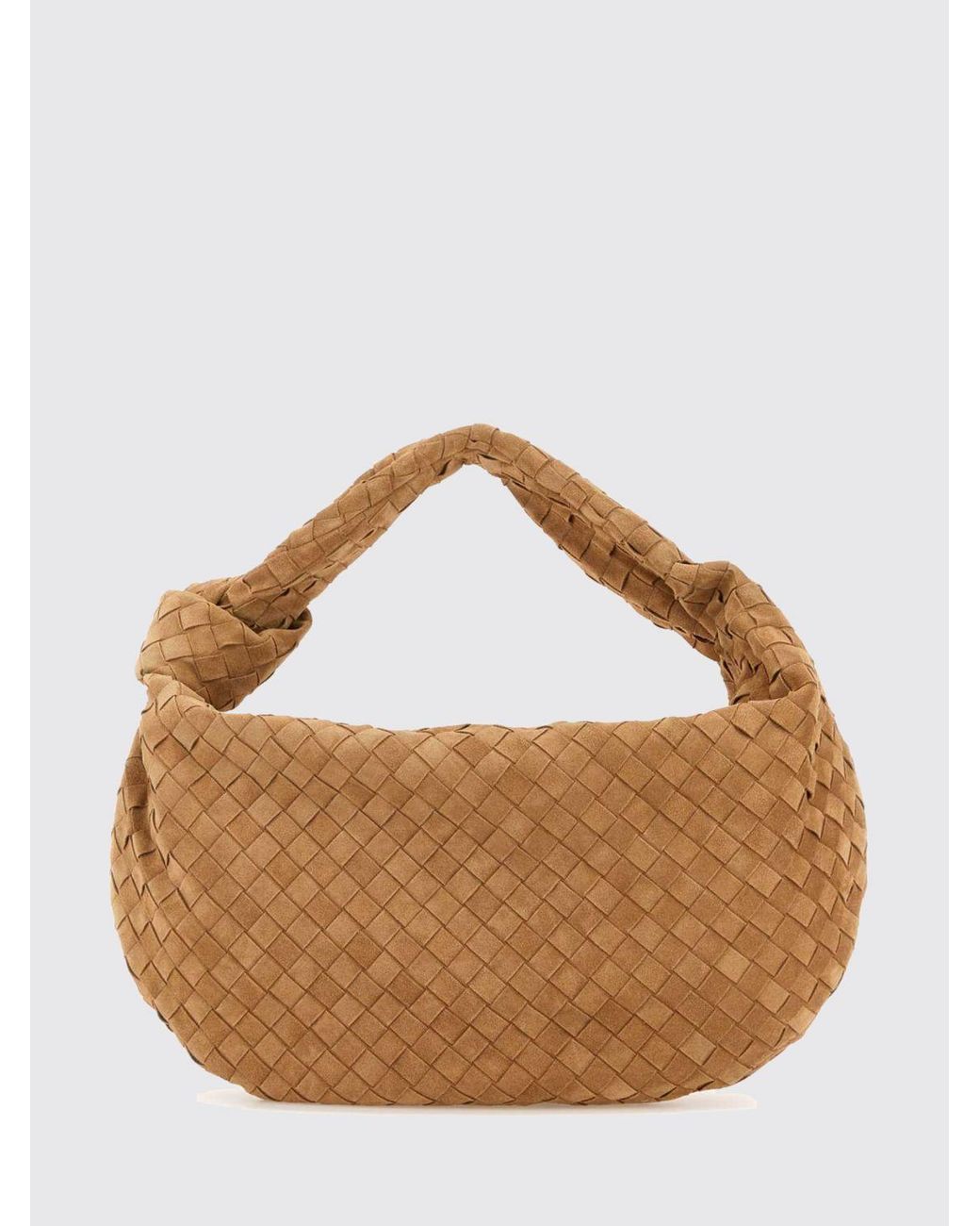 Bottega Veneta Brown Jodie Intrecciato Calf Leather Shoulder Bag With Knot
