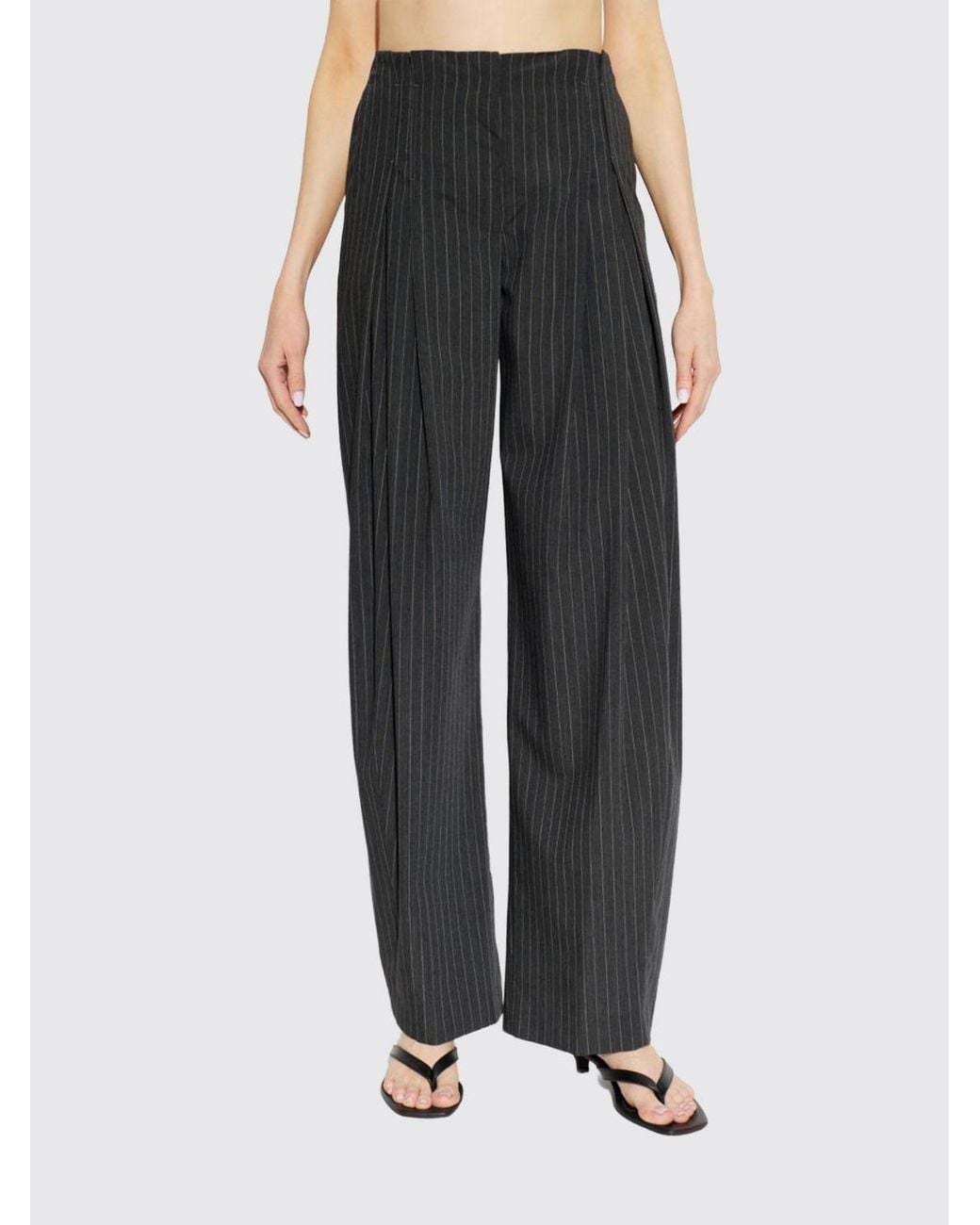 IRO Black High-Waisted Wool Palazzo Trousers With Welt Pockets