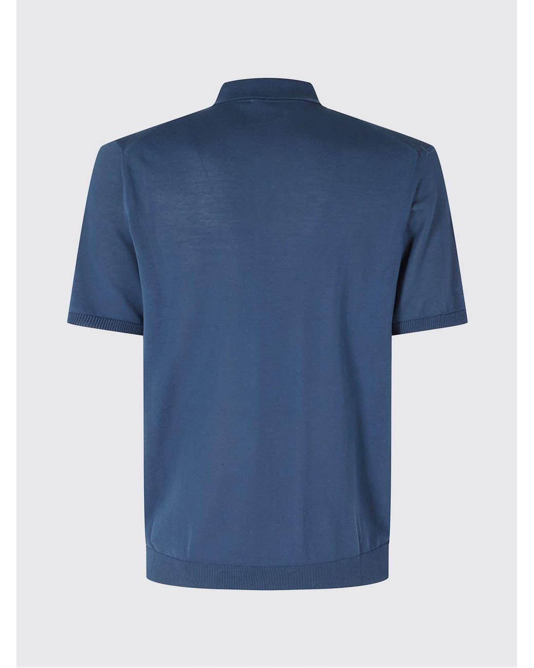 Roberto Collina Blue Knit Polo Shirt for men