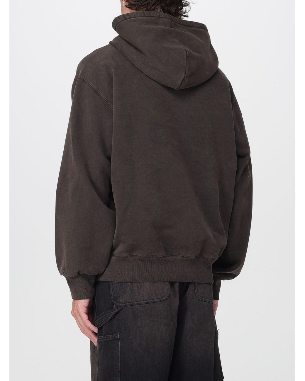 Carhartt Gray Relaxed Fit Cotton Hoodie With Kangaroo Pocket for men