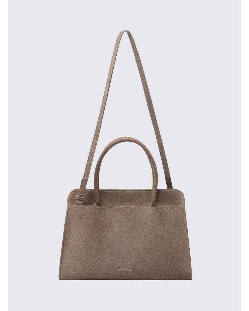 Fabiana Filippi Natural Large Suede Bag With Double Handle And Shoulder Strap