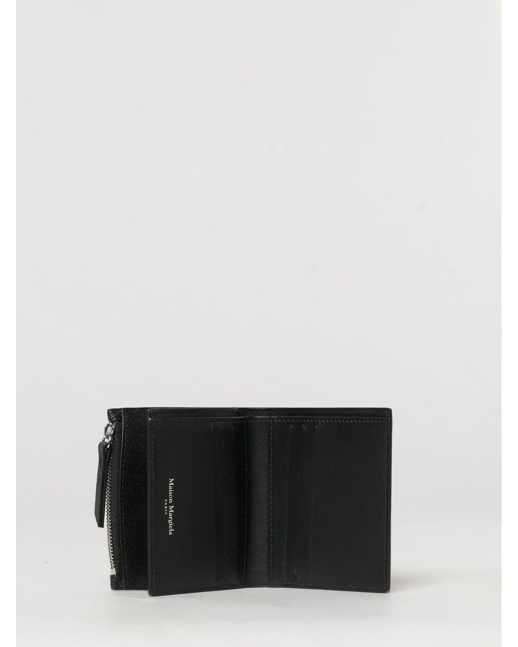 Maison Margiela Black Grained Leather Bifold Wallet With Stitch Detail for men