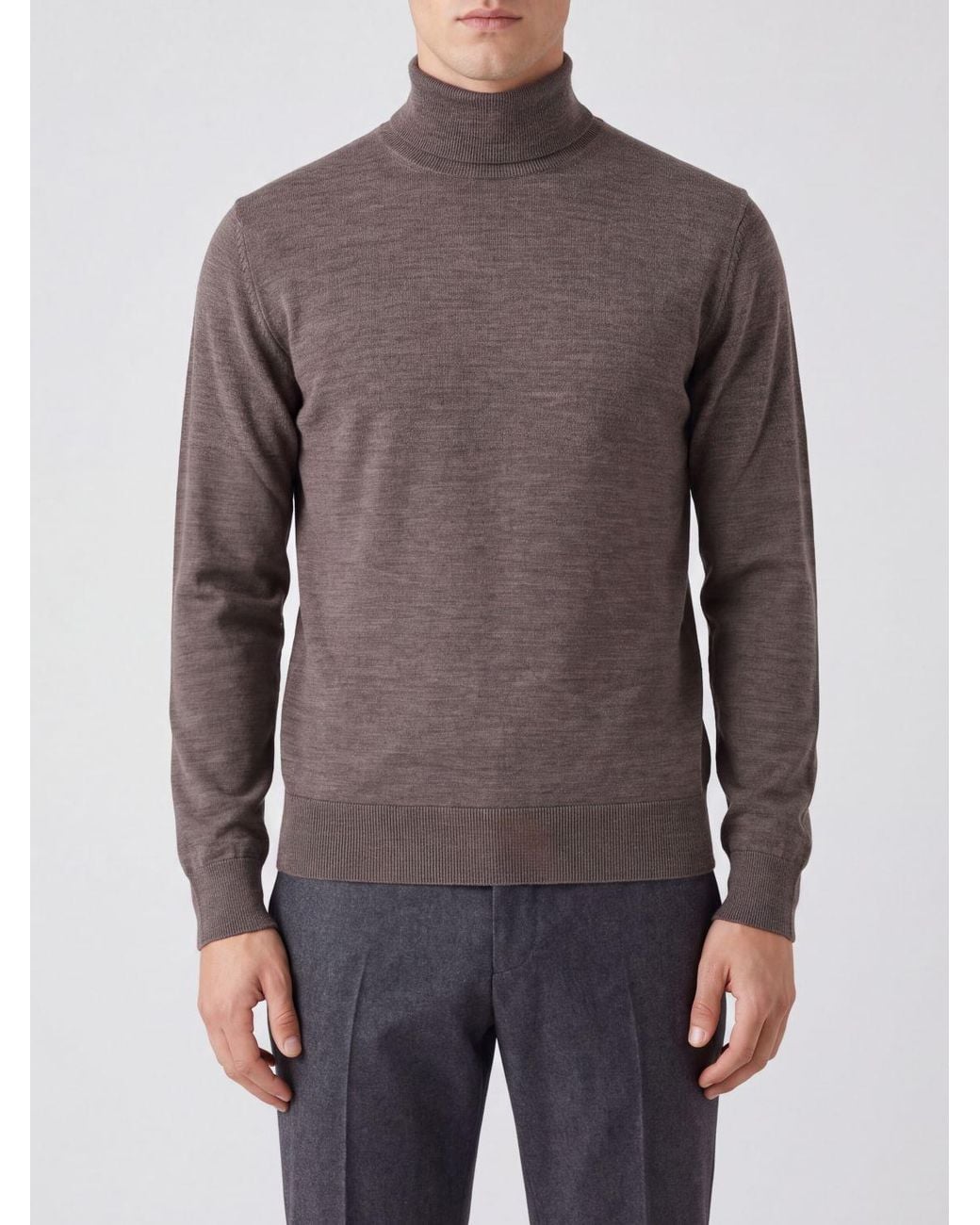 Ballantyne Purple Virgin Wool Long-Sleeved Turtleneck Sweater for men