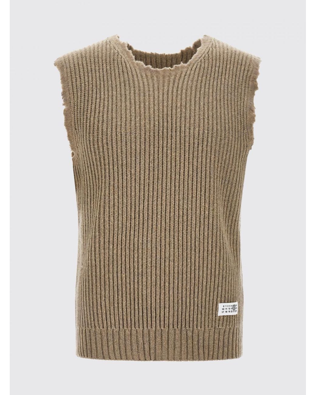 MM6 by Maison Margiela Brown Wool-Blend Knitted Waistcoat With Numeric Logo for men