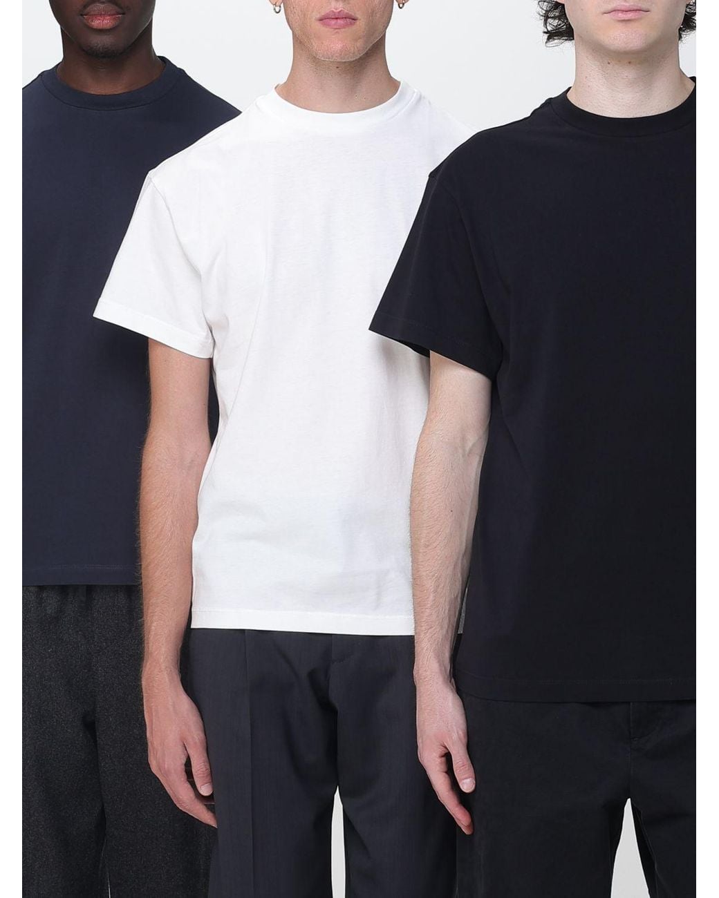 Jil Sander White Set Of Three Pure Cotton Crew Neck T-Shirts for men
