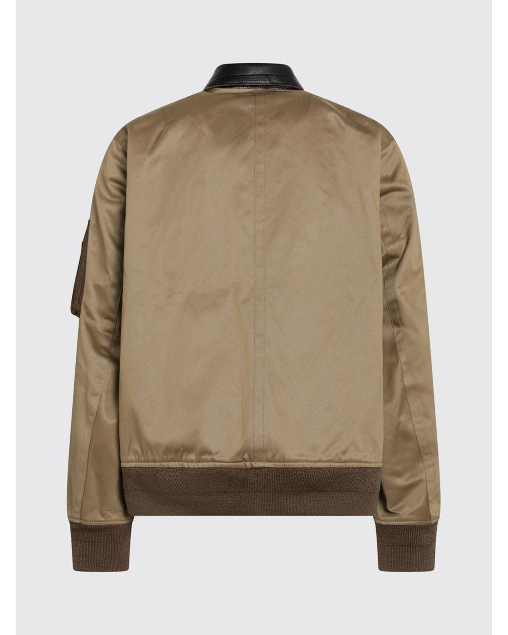 SACAI X CARHARTT WIP Natural Polyester Bomber Jacket With Leather Collar And Zip Closure for men