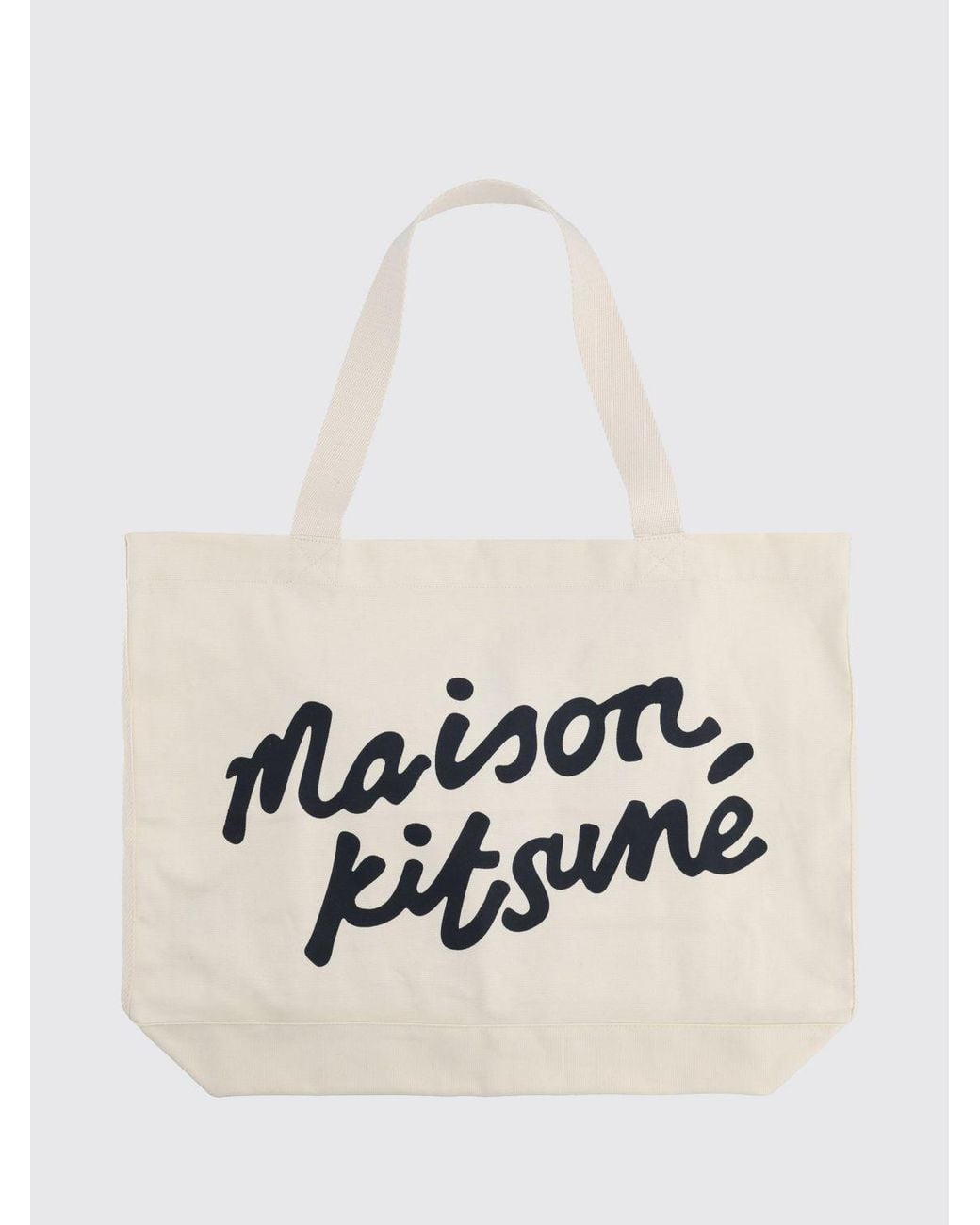 Maison Kitsuné Natural Maison KitsunÉ Large Cotton Canvas Tote Bag With Contrast Logo