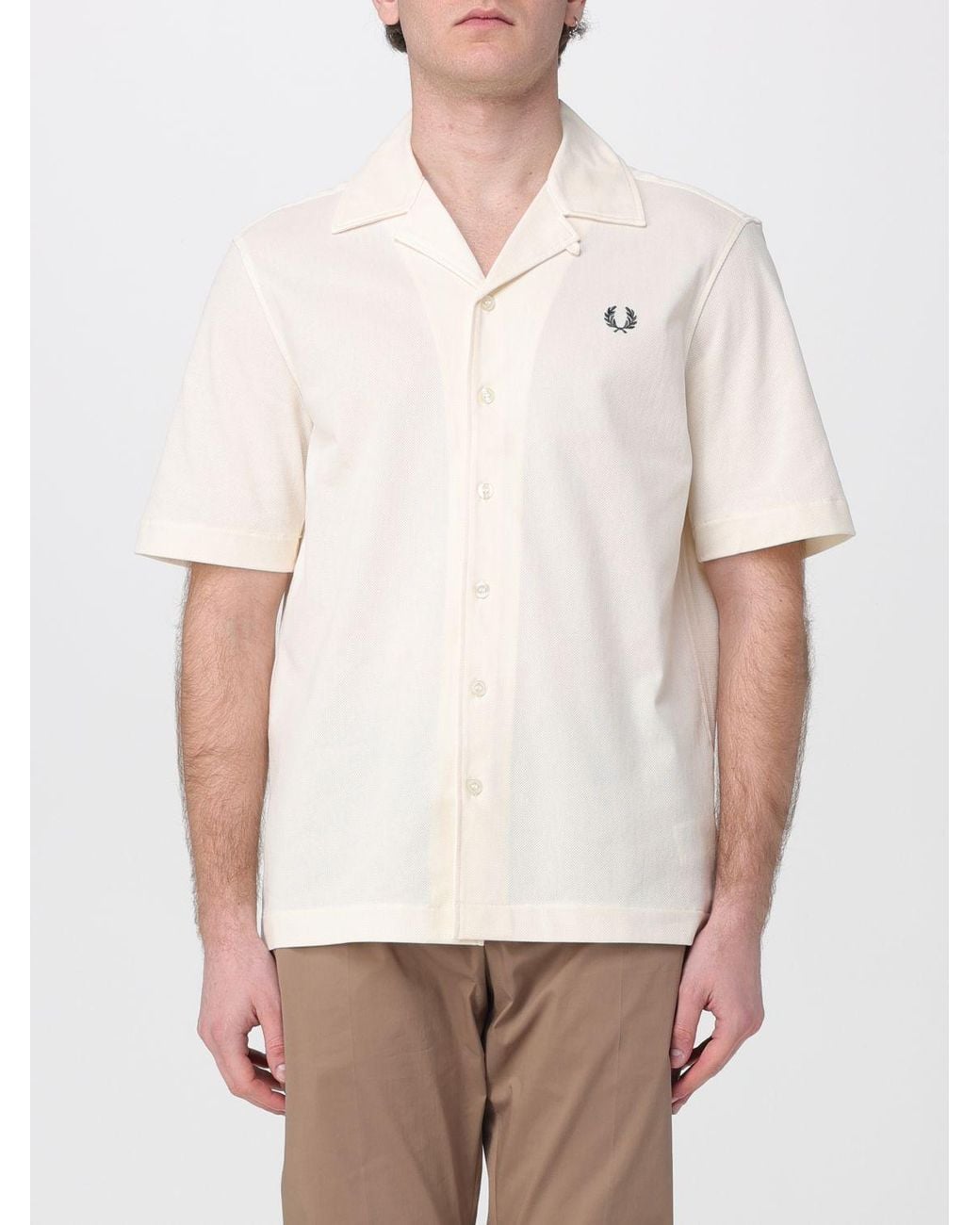 Fred Perry White Casual Cotton Shirt for men