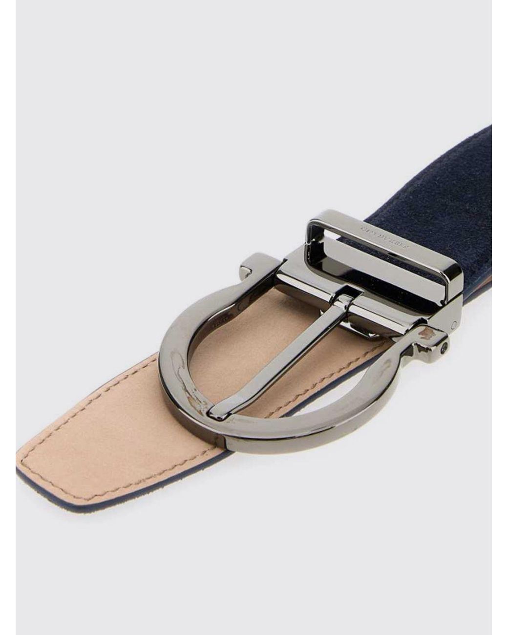 Ferragamo White Adjustable Suede Leather Belt With Gancini Buckle for men