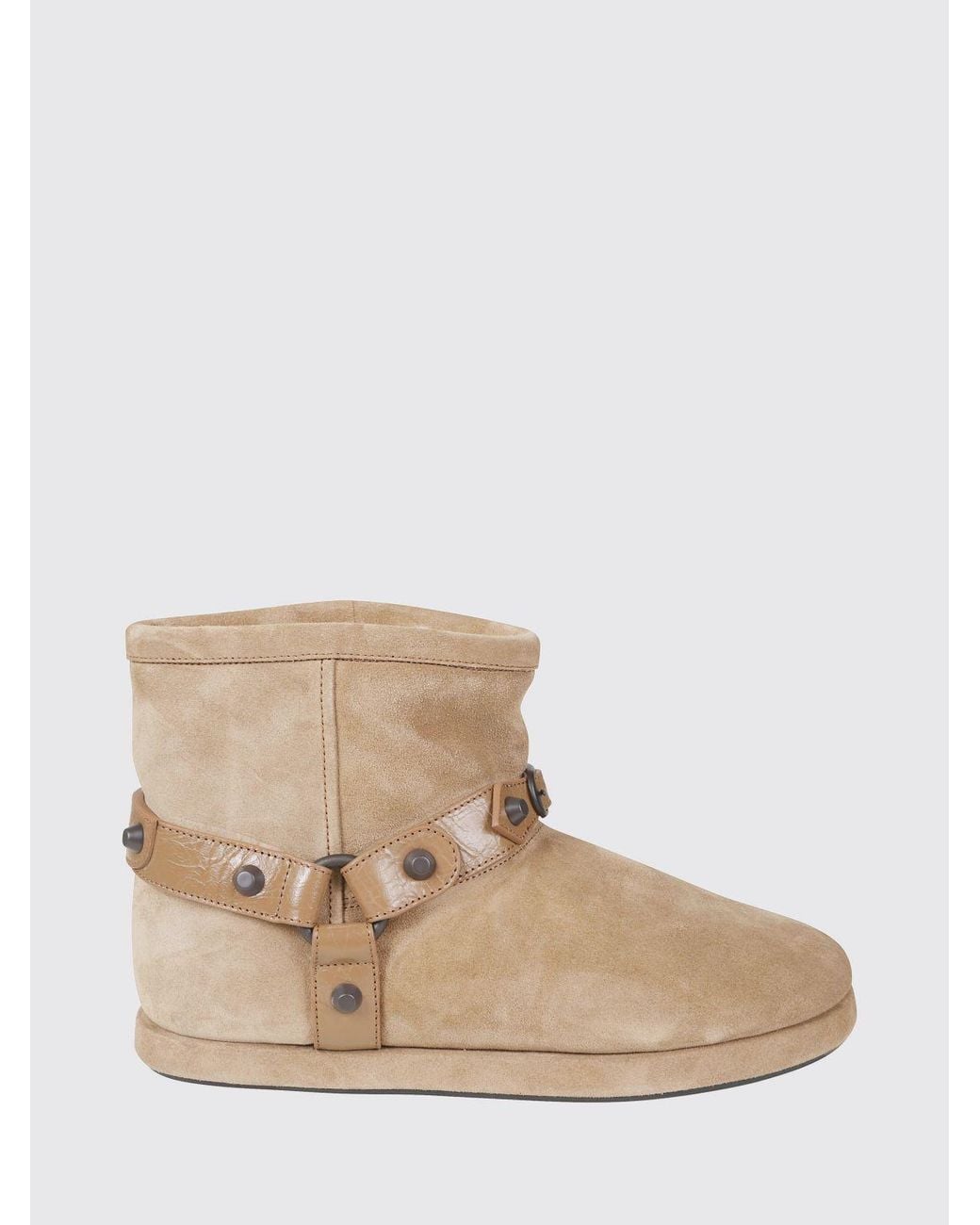 Balenciaga Natural Alaska Suede Ankle Boots With Studs And Shearling Lining