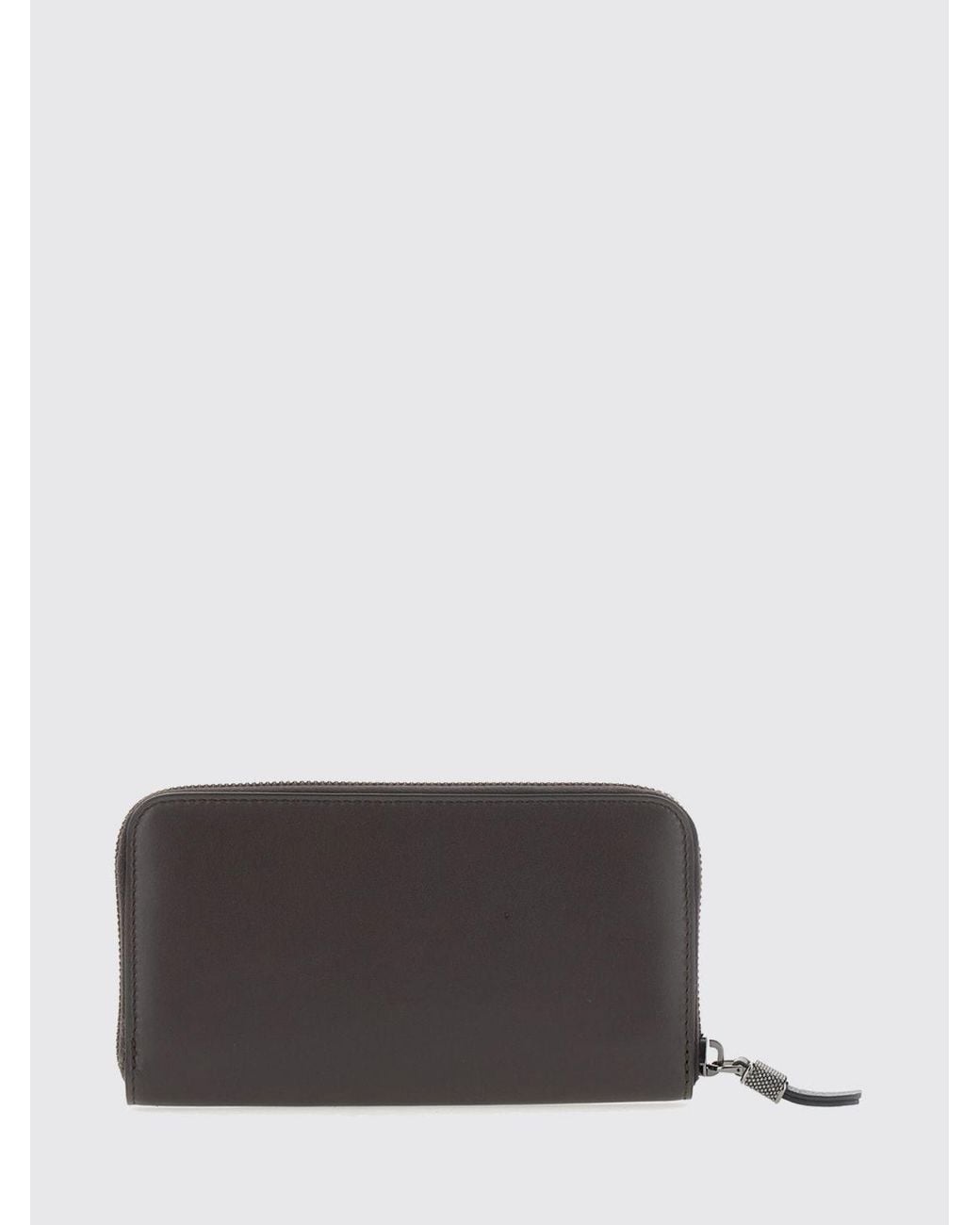 Brunello Cucinelli Gray Continental Calfskin Leather Zip-Around Wallet