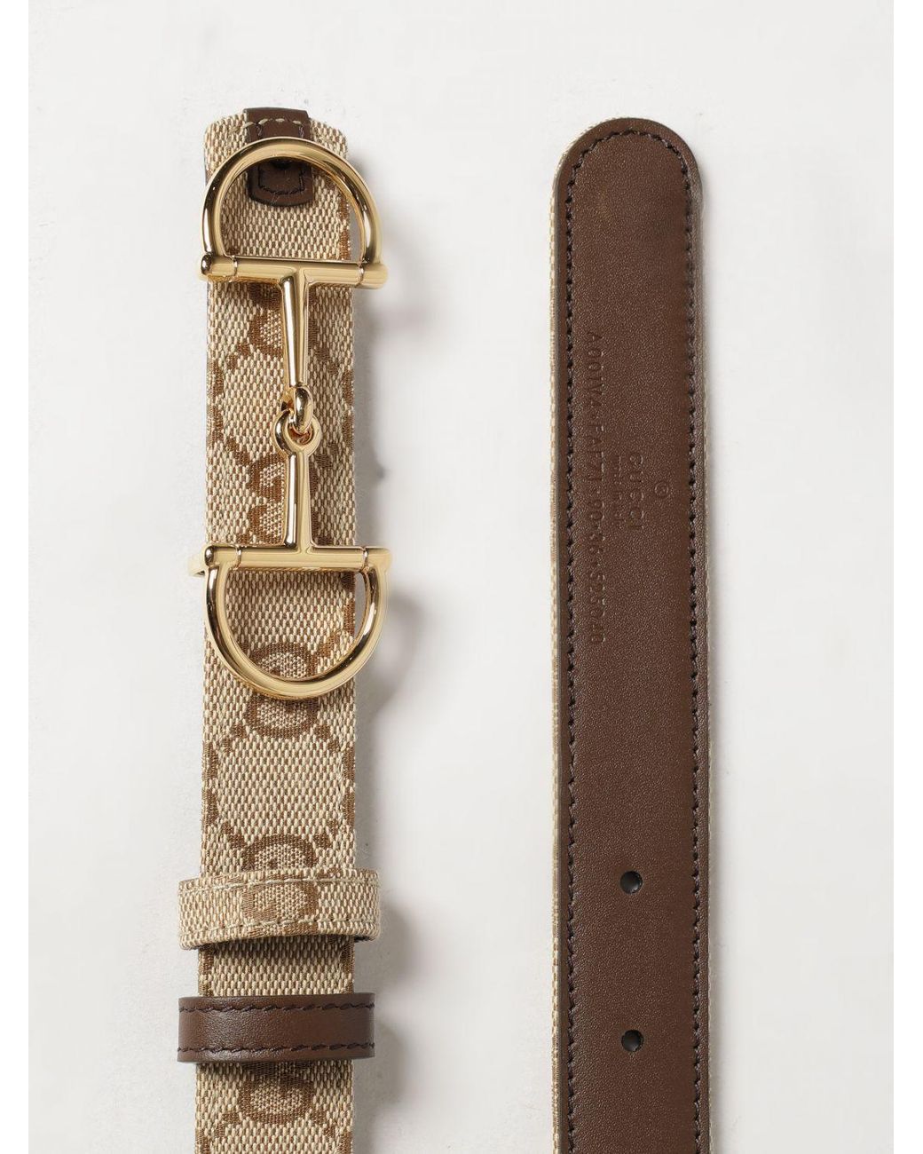 Gucci White Horsebit Reversible Leather And Monogram Fabric Belt