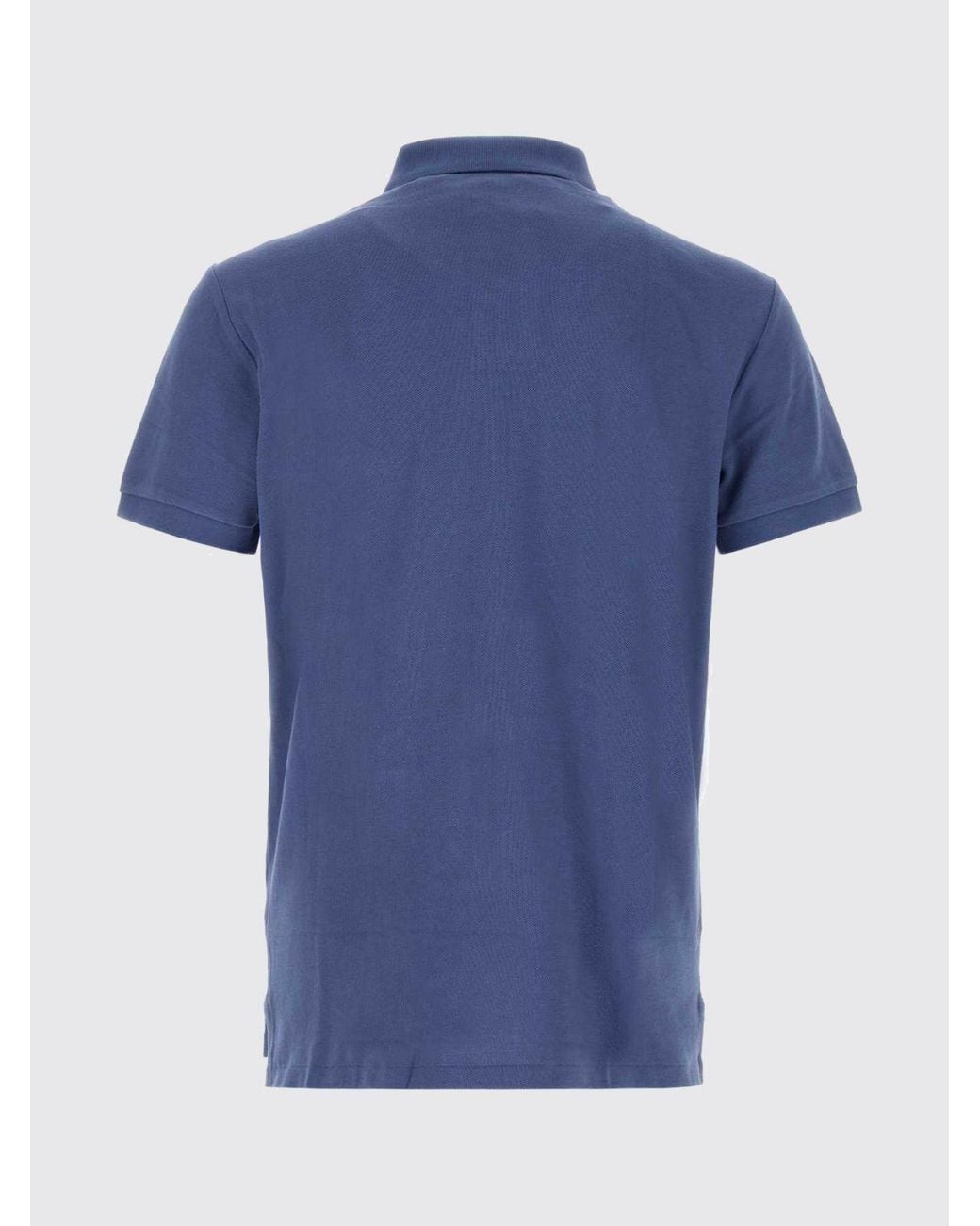 Polo Ralph Lauren Blue Short-Sleeved Cotton Polo Shirt With Embroidered Pony Logo for men