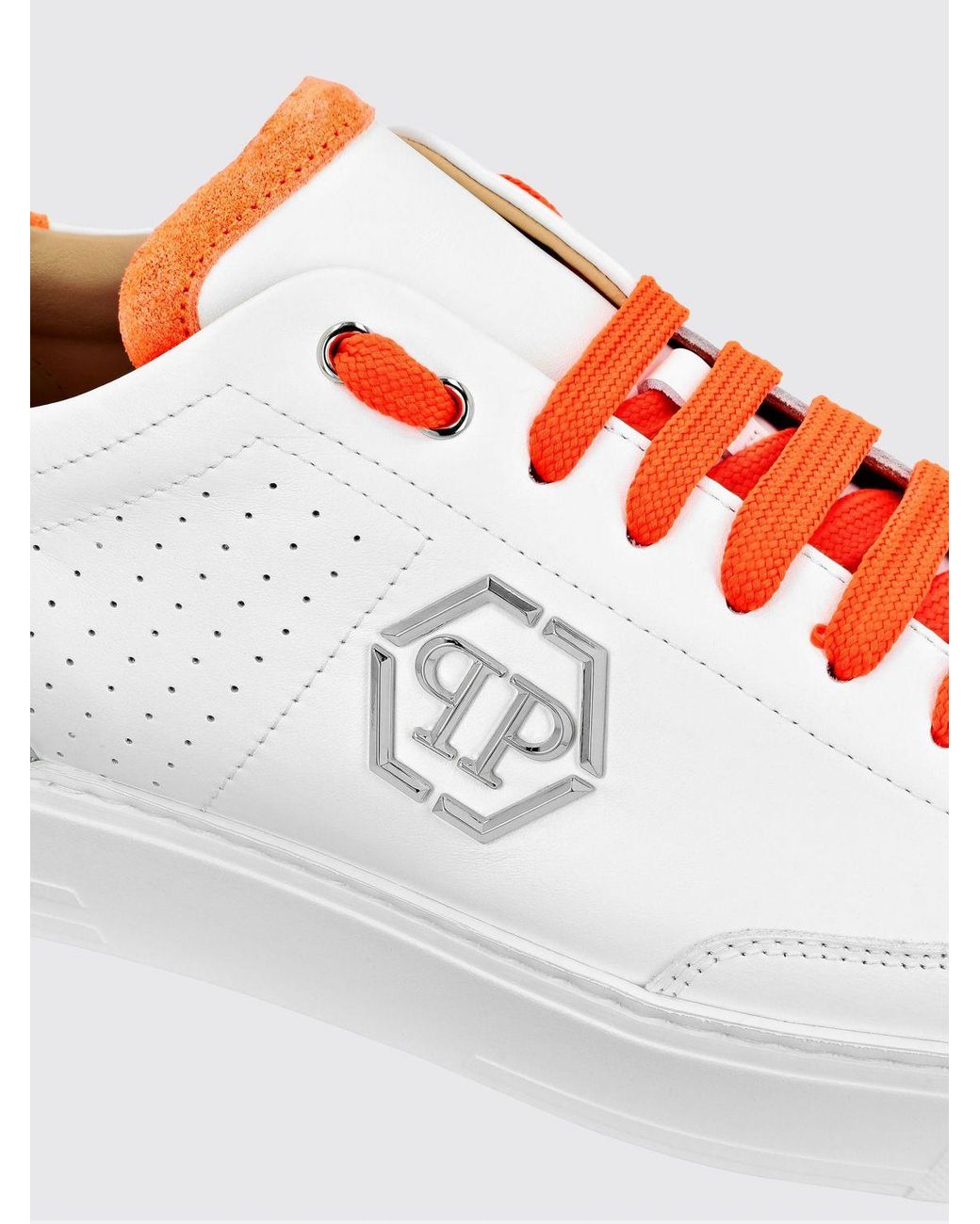 Philipp Plein White Leather And Suede Low-Top Sneakers With Monogram And Logo for men