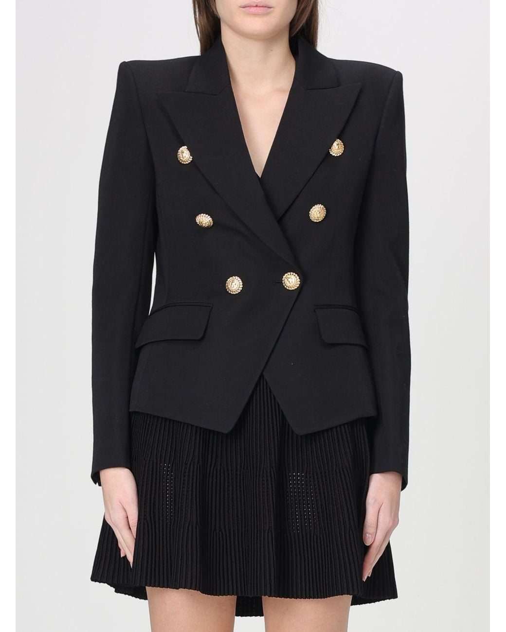 Balmain Black Double-Breasted Wool Blazer