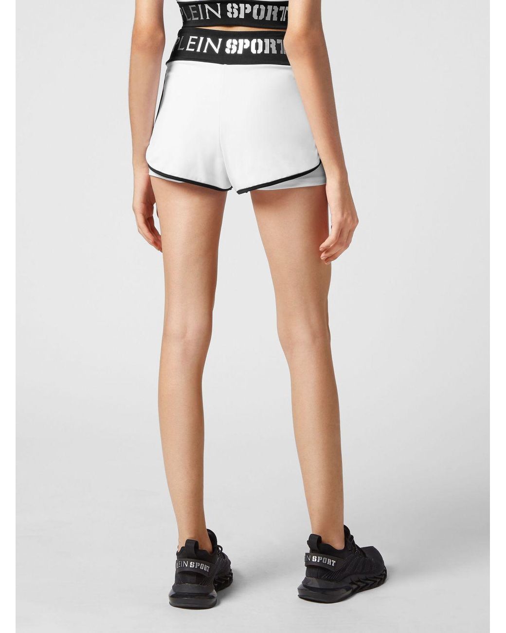 Philipp Plein Black High-Waisted Sports Shorts With Logo Elastic Band