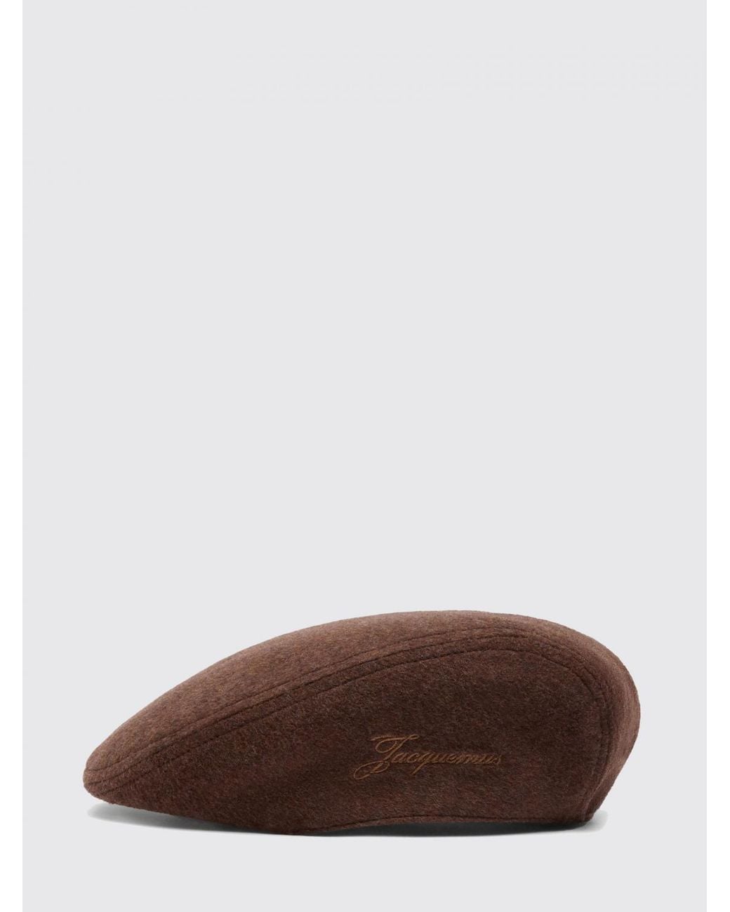 Jacquemus Brown Wool Beret Cap With Visor And Embroidered Logo for men