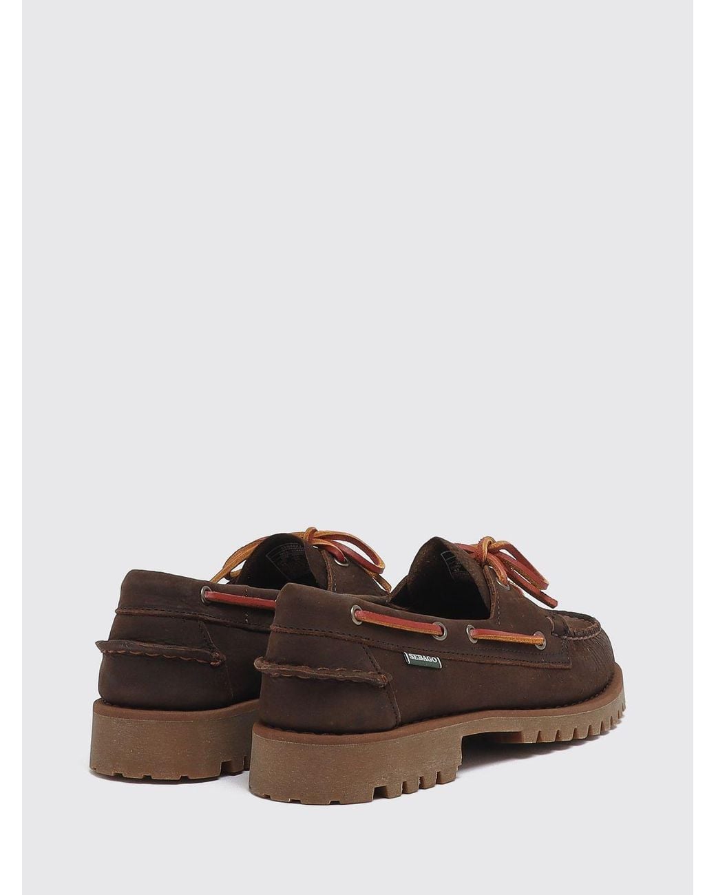 Sebago Brown Ranger Muddy Nubuck Leather Boat Shoes With Rubber Sole for men