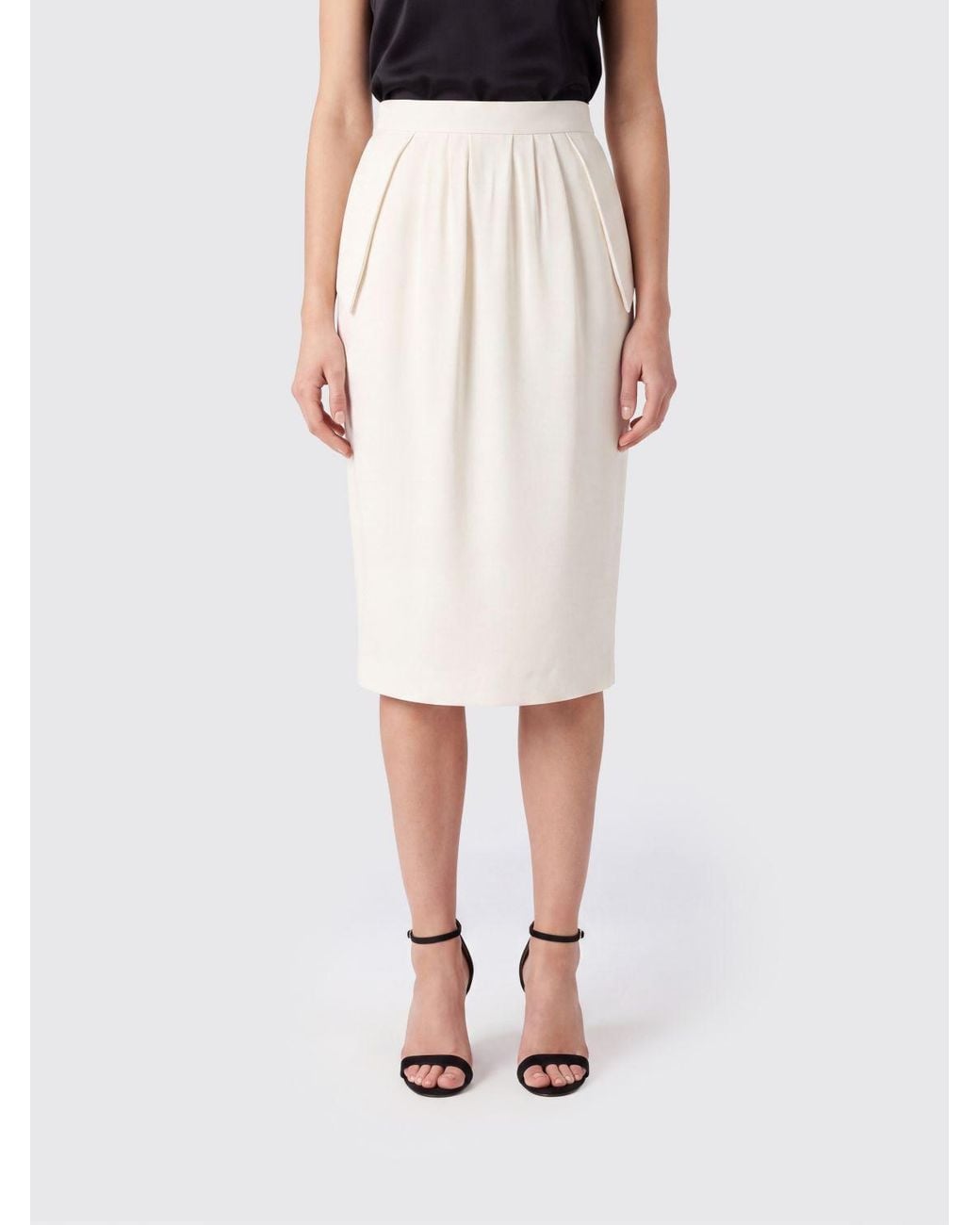 Stella McCartney White High-Waisted Crêpe Midi Pencil Skirt With Darts