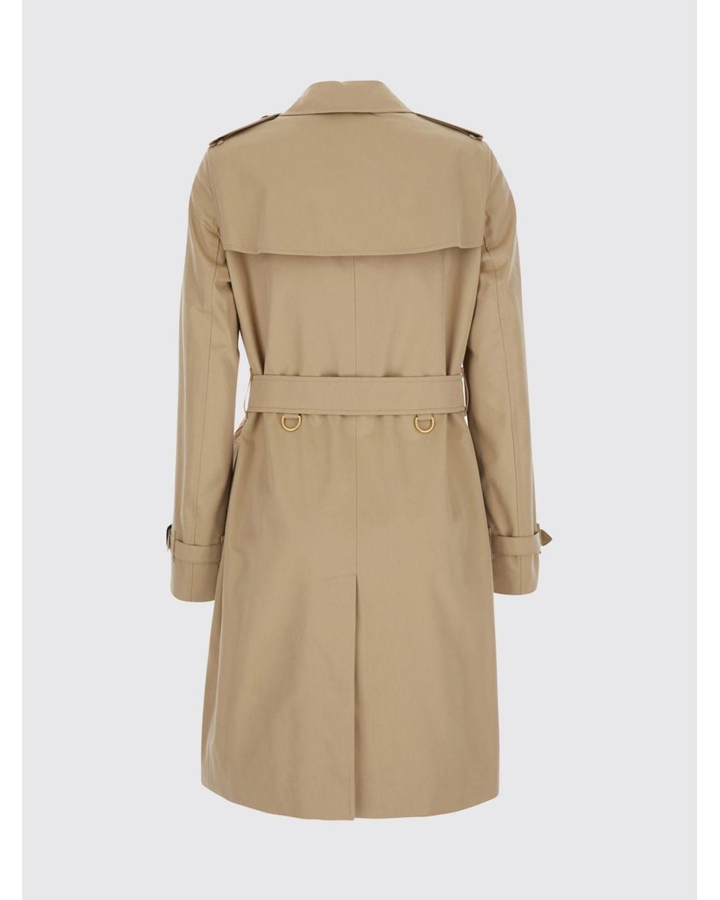 Burberry Natural Double-Breasted Cotton Trench Coat With Belt And Epaulettes