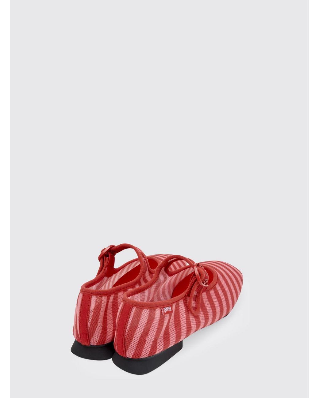 Camper Red Casi Myra Striped Recycled Polyester Ballerinas