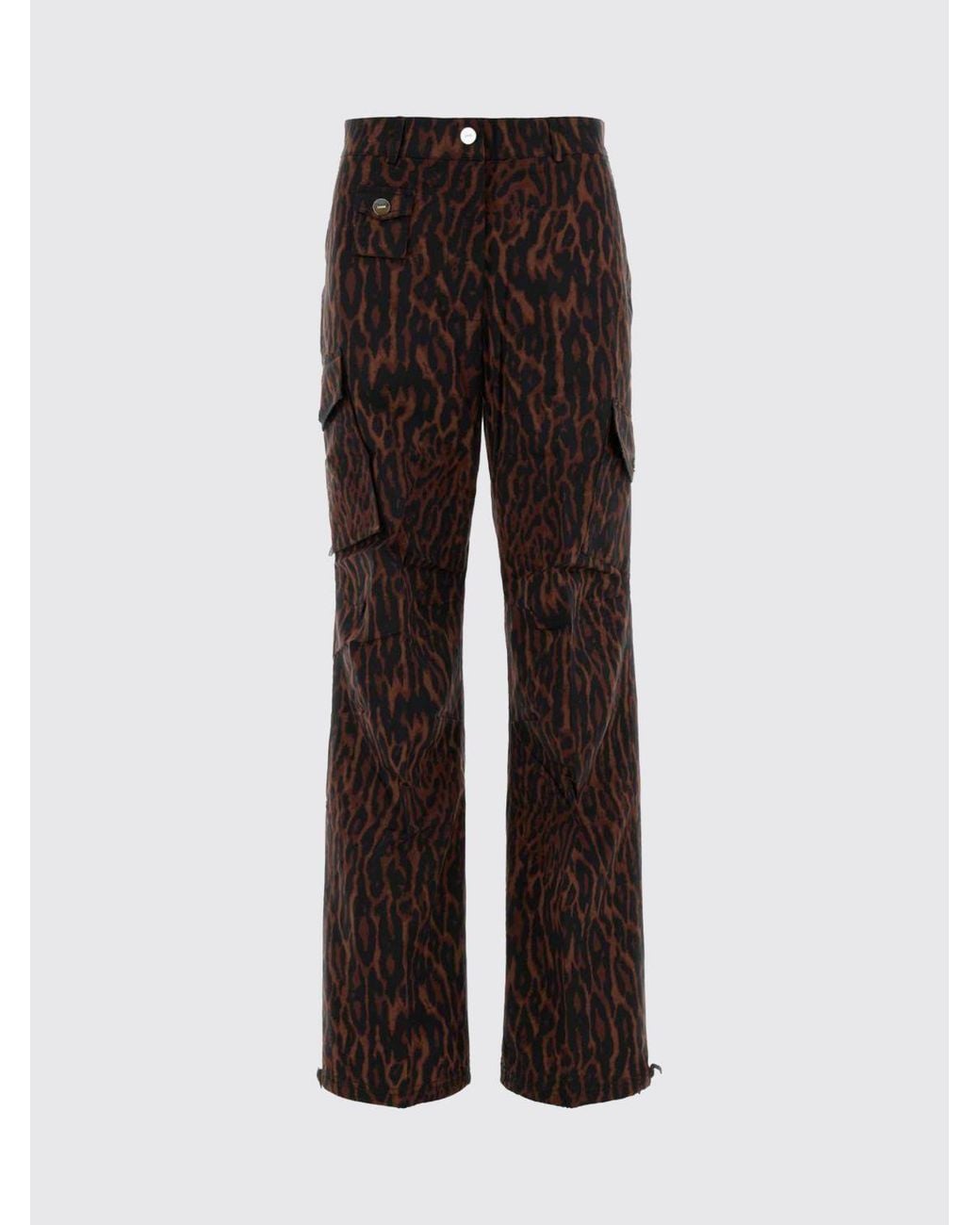 Ganni Red Animal-Print Organic Cotton Cargo Trousers