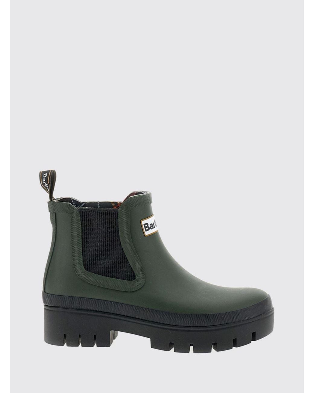 Barbour Green Rubber Chelsea Rain Boots With Contrast Logo