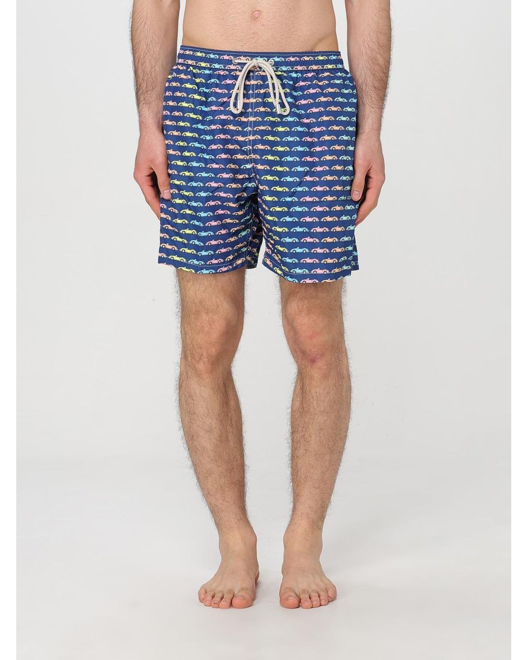 Mc2 Saint Barth Blue Vintage Car Print Swim Trunks for men