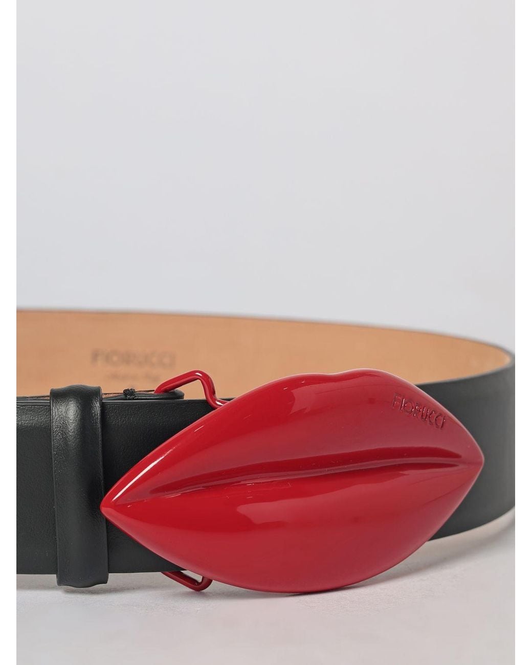 Fiorucci White Lips Calf Leather Belt With Metal Buckle