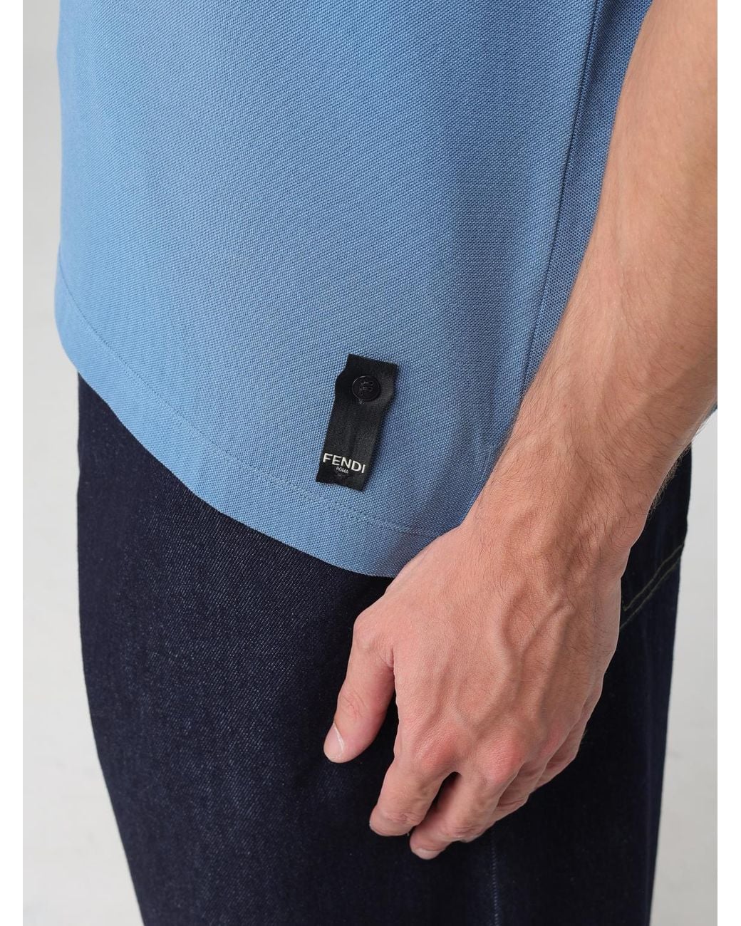 Fendi Blue Air Force Piquet Polo Shirt for men