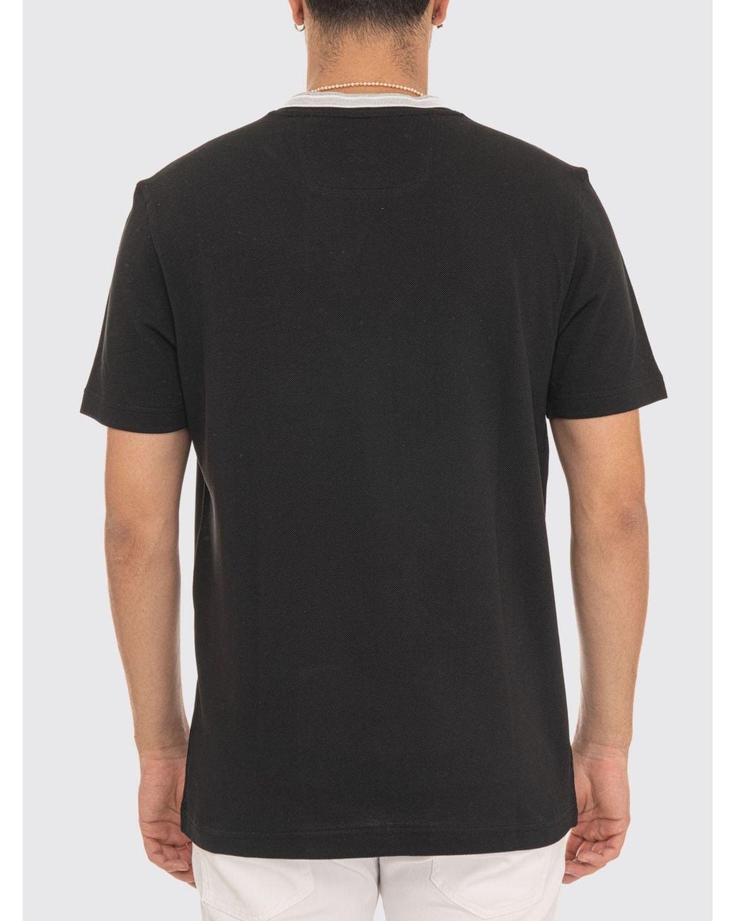 Boss Black Cotton Crew-Neck T-Shirt With Contrasting Logo On The Chest for men