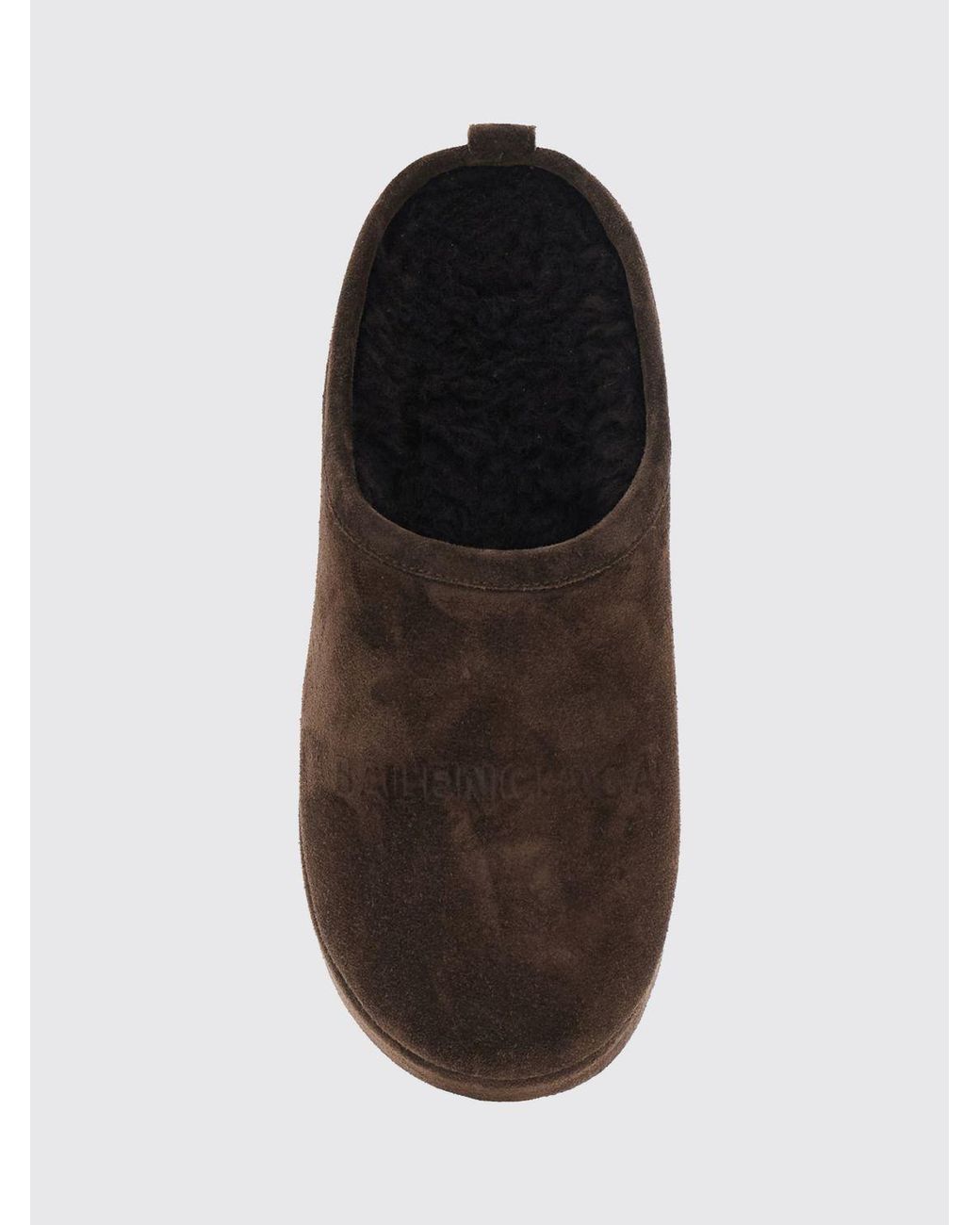 Balenciaga Brown Alaska Shearling-Lined Suede Mules With Wedge Platform Sole