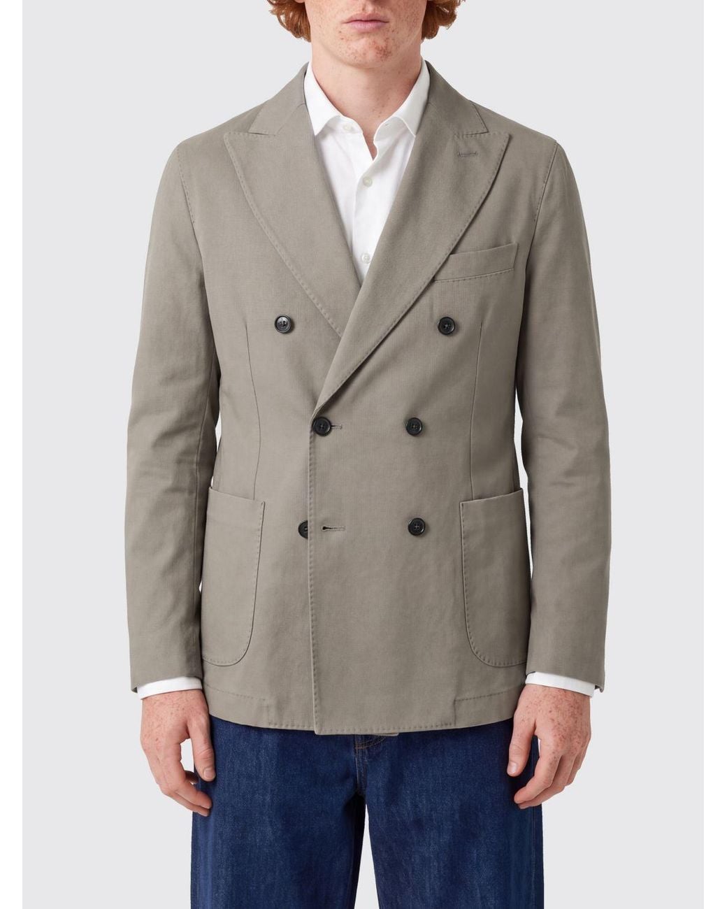 Circolo 1901 Gray Slim Fit Double-Breasted Cashmere Blazer for men