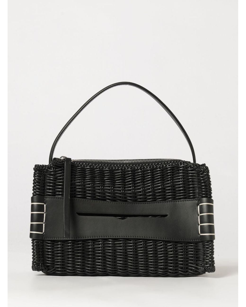 J.W. Anderson Black Medium Loafer Woven Leather Handbag With Embossed Logo