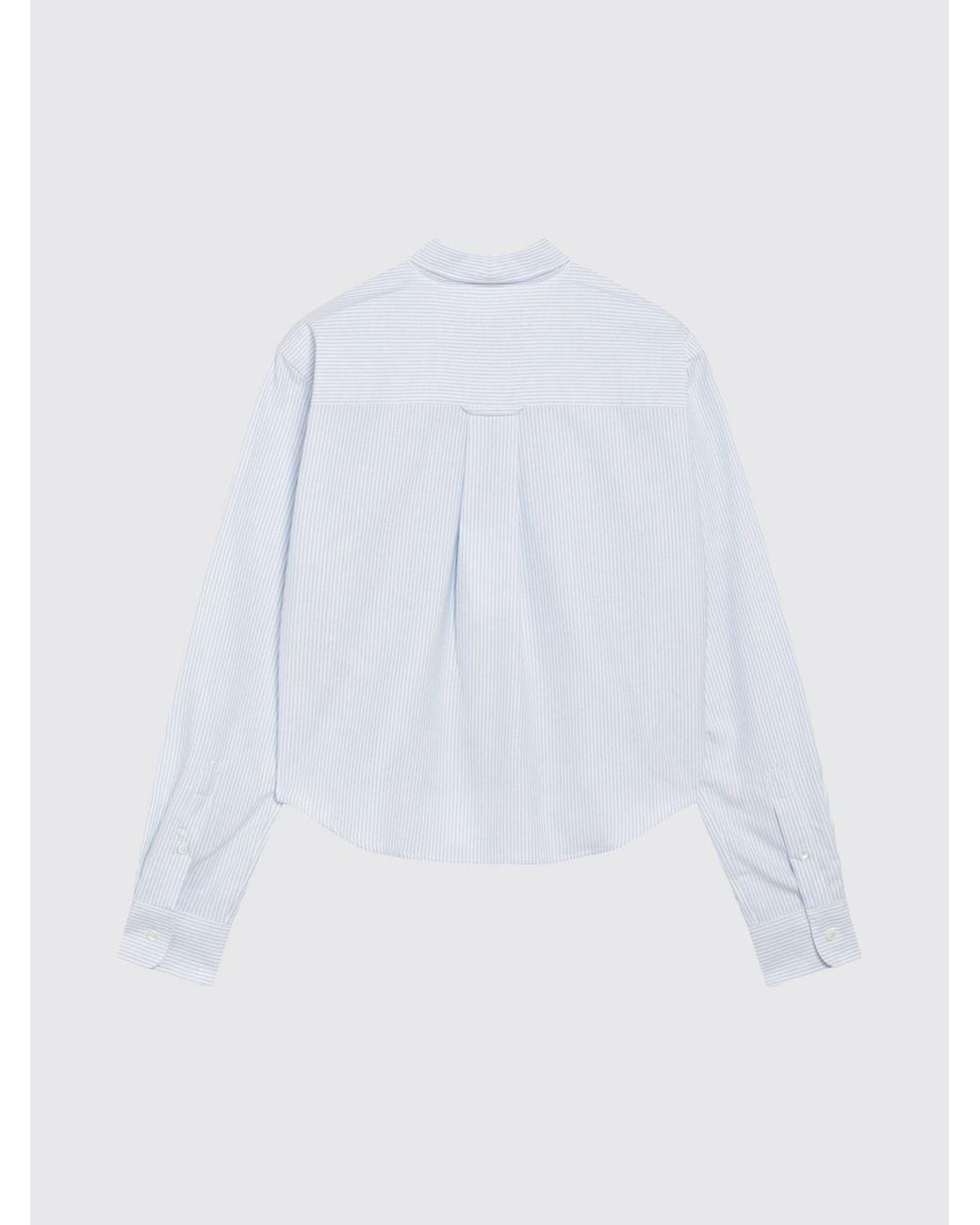 AMI White Striped Cotton Poplin French Collar Shirt
