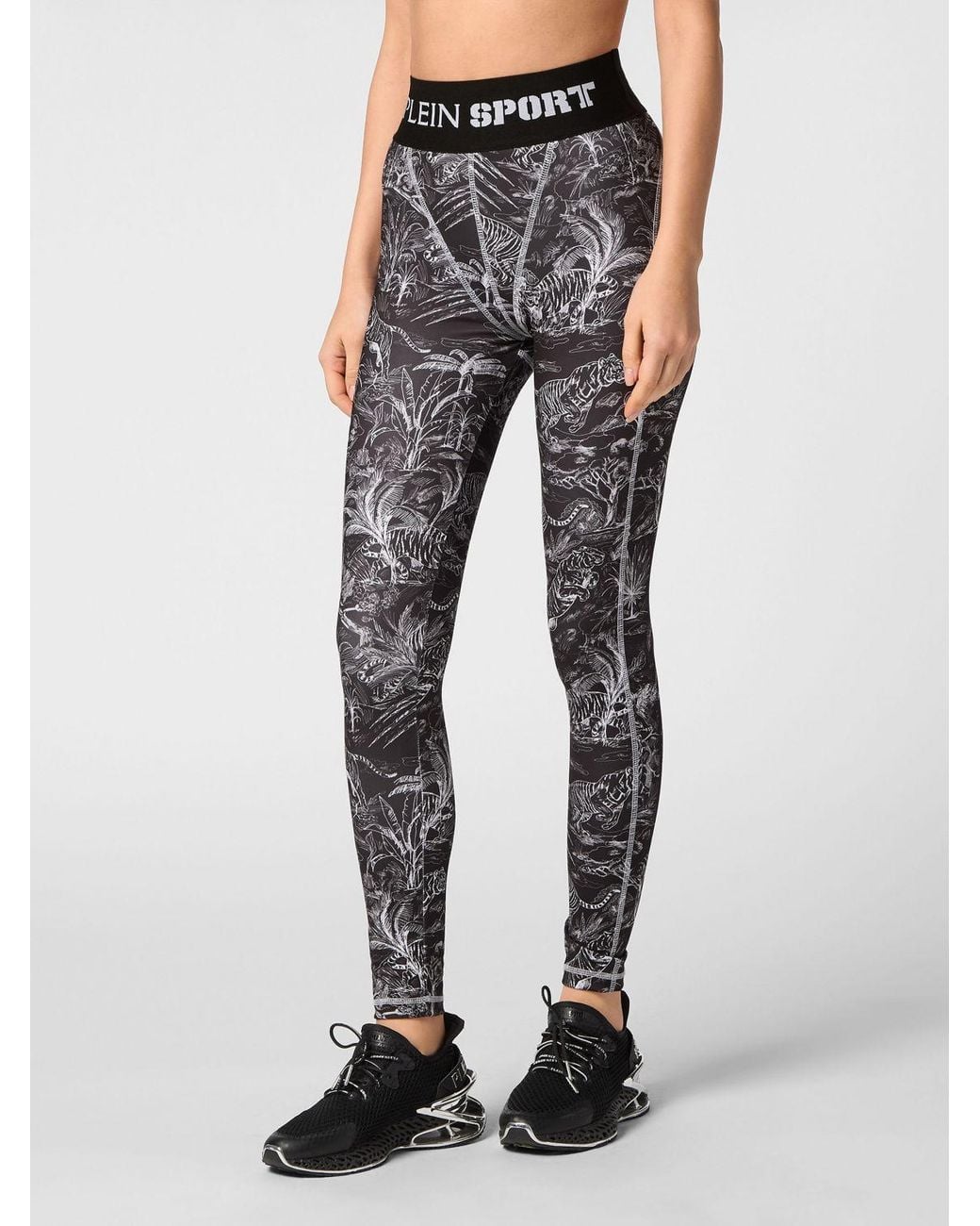Philipp Plein Blue High-Waisted Skinny Leggings With Tropical Floral Print