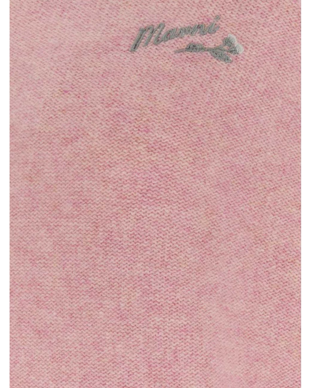 Marni Pink V-Neck Pure Virgin Wool Jumper With Embroidered Logo